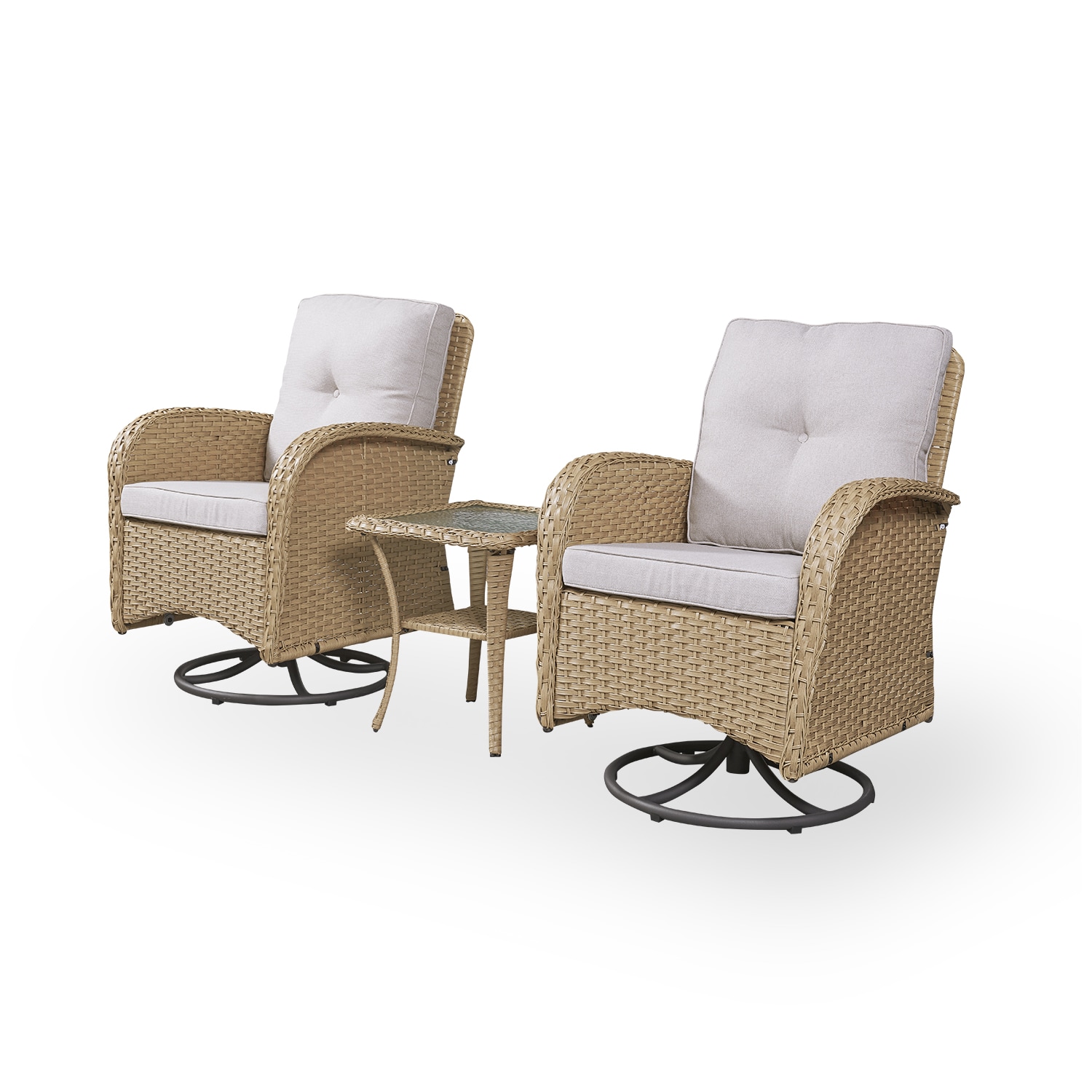 Rilyson FS040-1 New wicker 3 -Piece Wicker Patio Conversation Set with Yellow Cushions