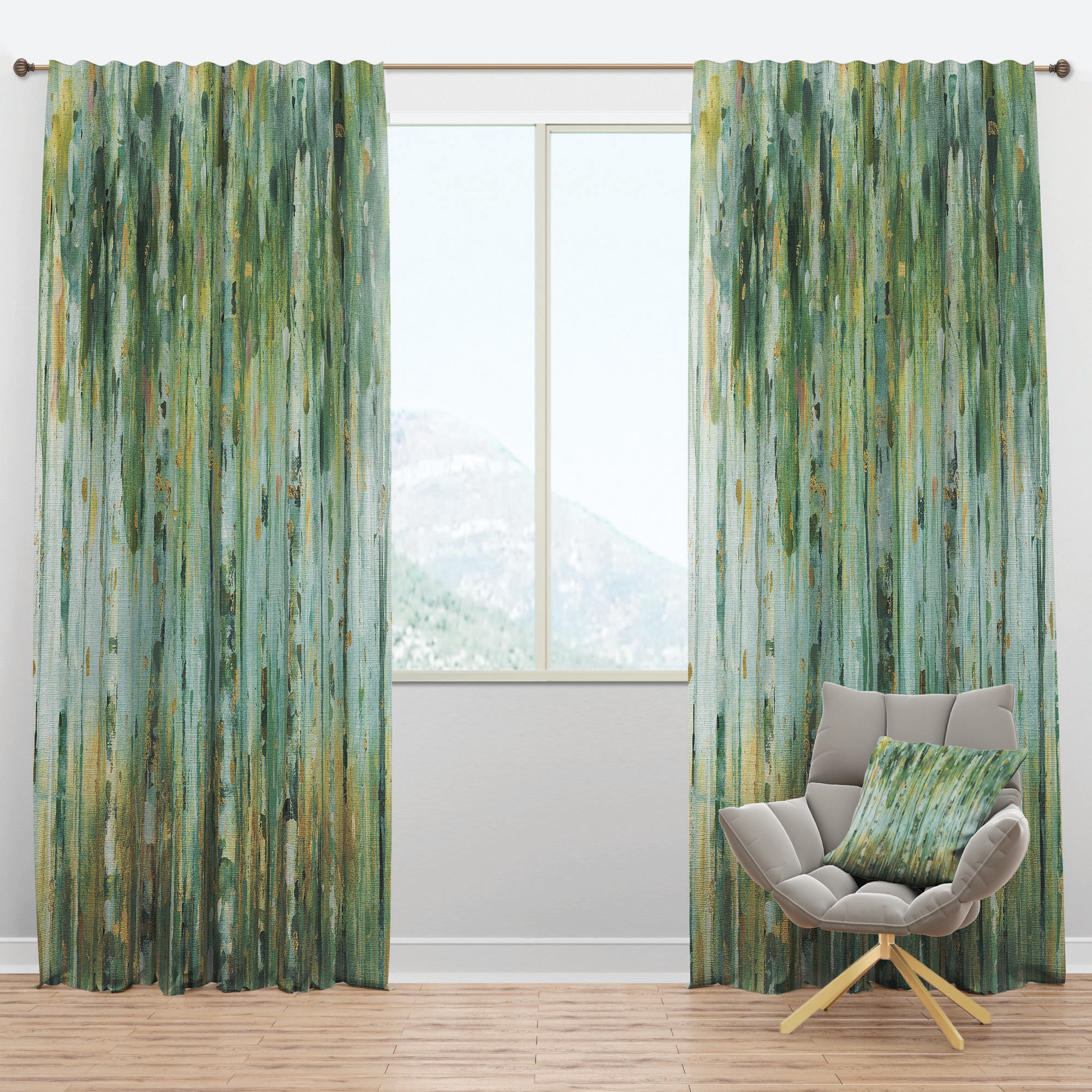 Designart CTN31013-52-63 63-in Green Floral Room Darkening Thermal Lined Rod Pocket Single Curtain Panel