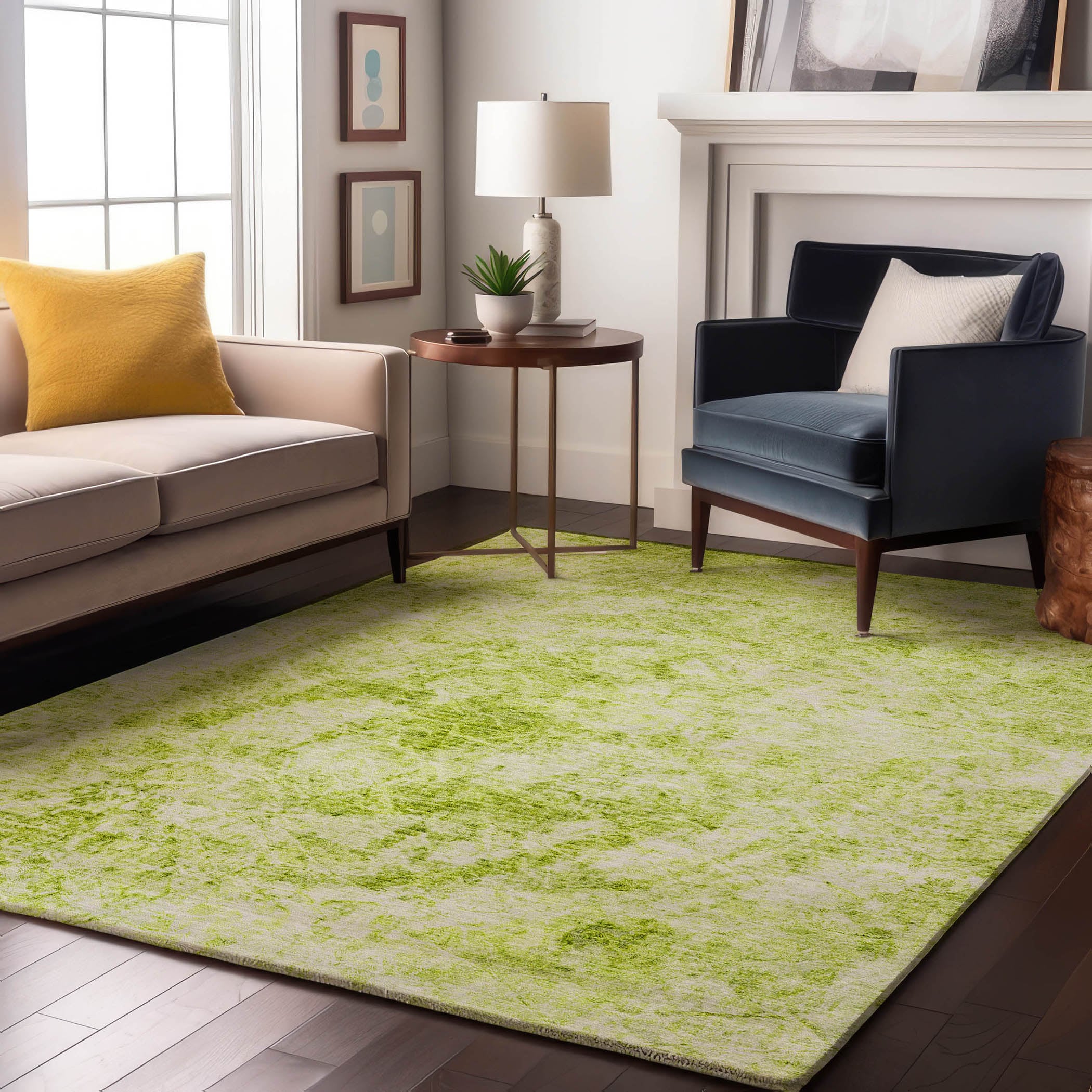 Addison Rugs AMF531OR8RO Mayfield AMF531OR 8 x 8 (ft) Loomed Polyester Orange Round Indoor Geometric Machine washable Area rug
