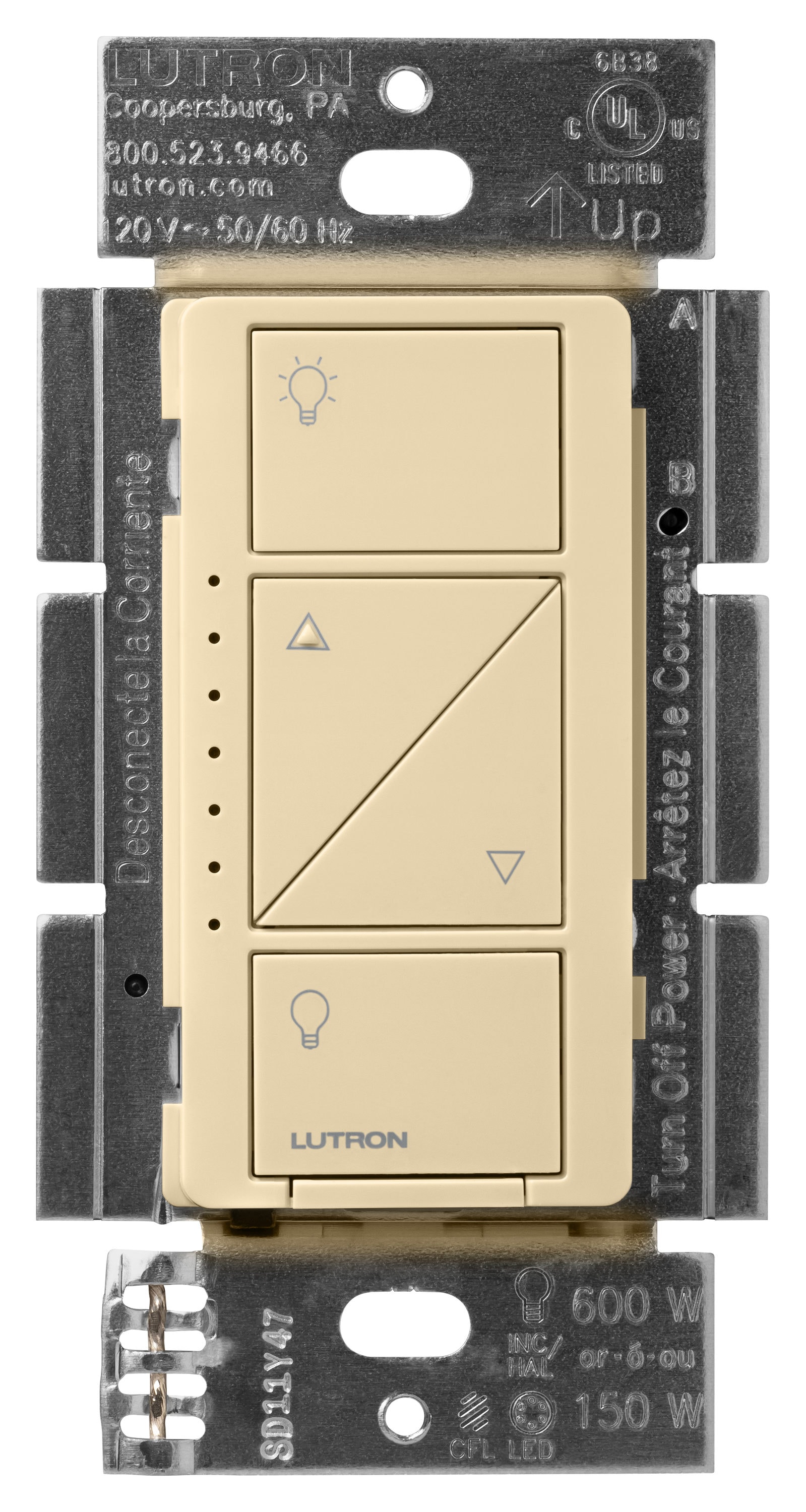 Lutron PD-6WCL-IV Caseta Smart Lighting Single-pole Smart with LED Decorator Light Dimmer Switch, Ivory