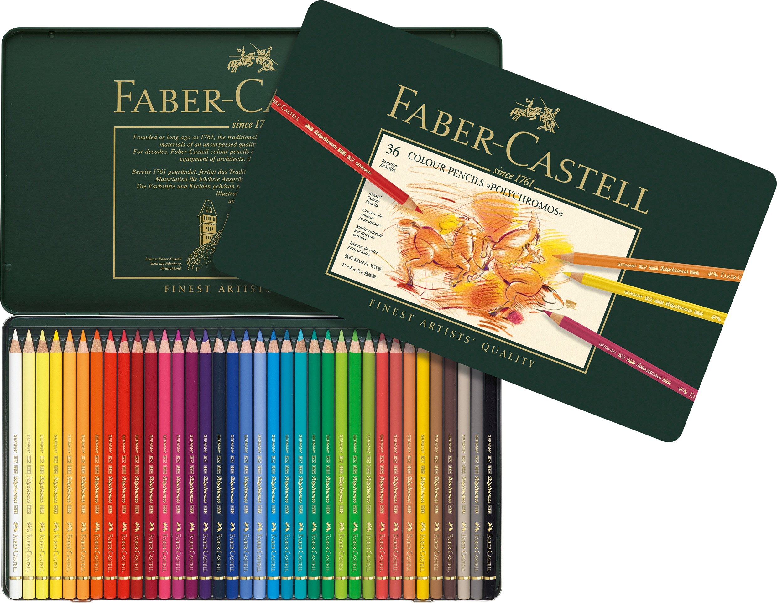 Faber-Castell Polychromos Artist Colored Pencils Set - Premium Quality Polychromos Colored Pencils 120 Tin Gift Set Includes Pencil Sharpener