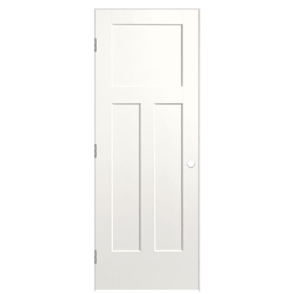 Masonite Winslow 36-in x 80-in Snow Storm 3-panel Craftsman Hollow Core Prefinished Molded Composite Right Hand Single Prehung Interior Door in White -  803460