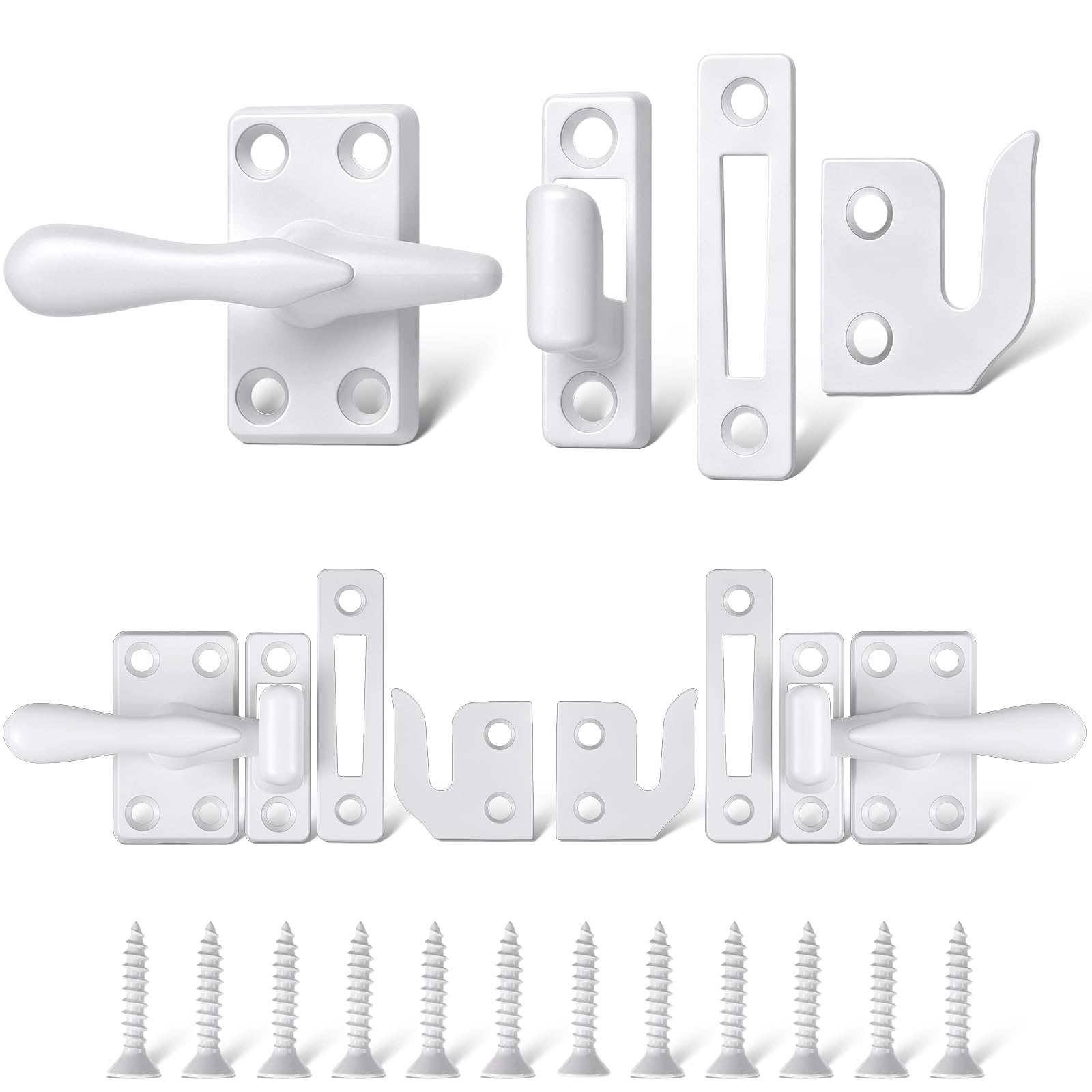 LAIFUCAM  Casement Window Lock Zinc Alloy Sash Lock Latch Replacement 1-7/8 Inch White 4 Pack durable home and garden accessory designed for