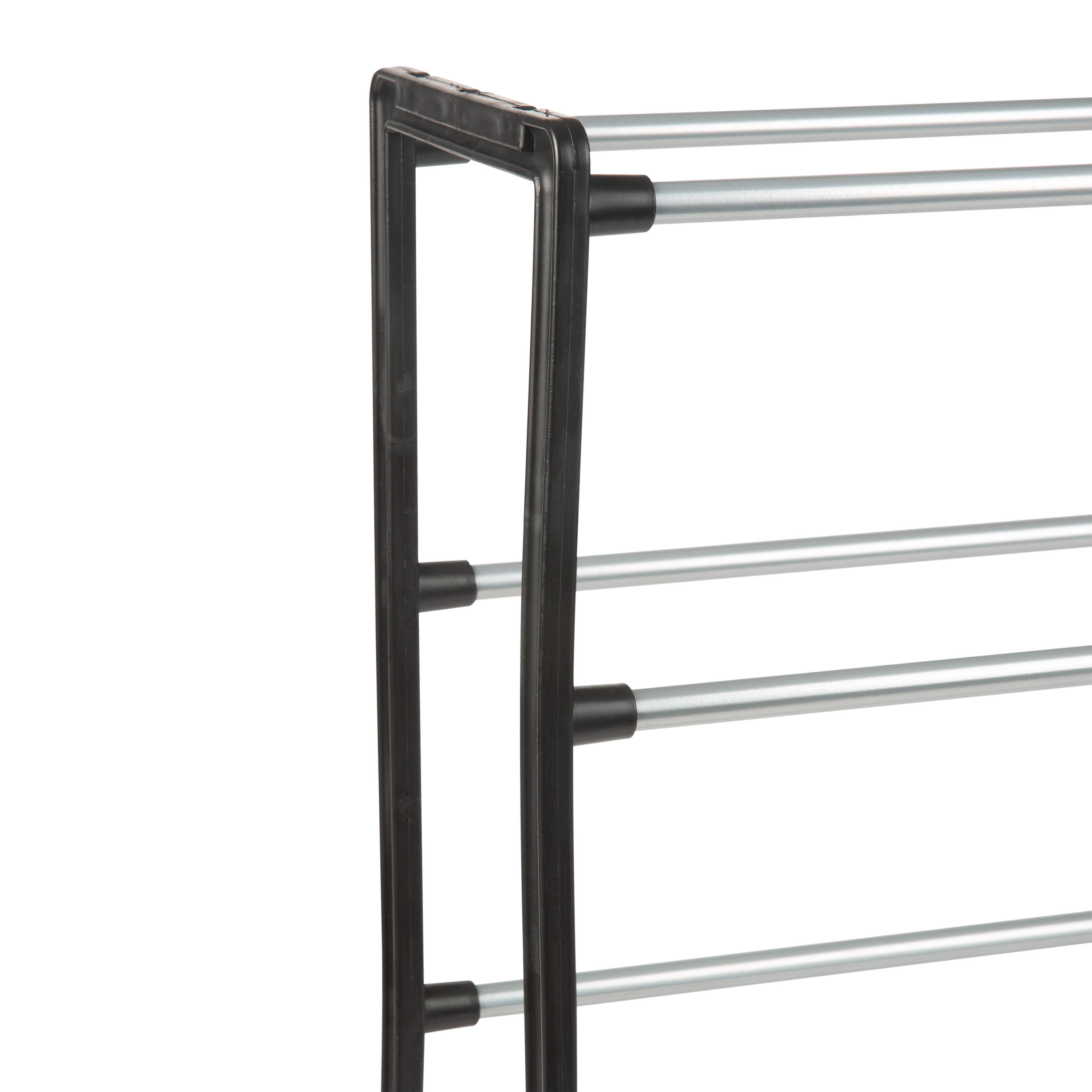 Black 4-Tier Metal Shoe Rack - Holds 12 Pairs