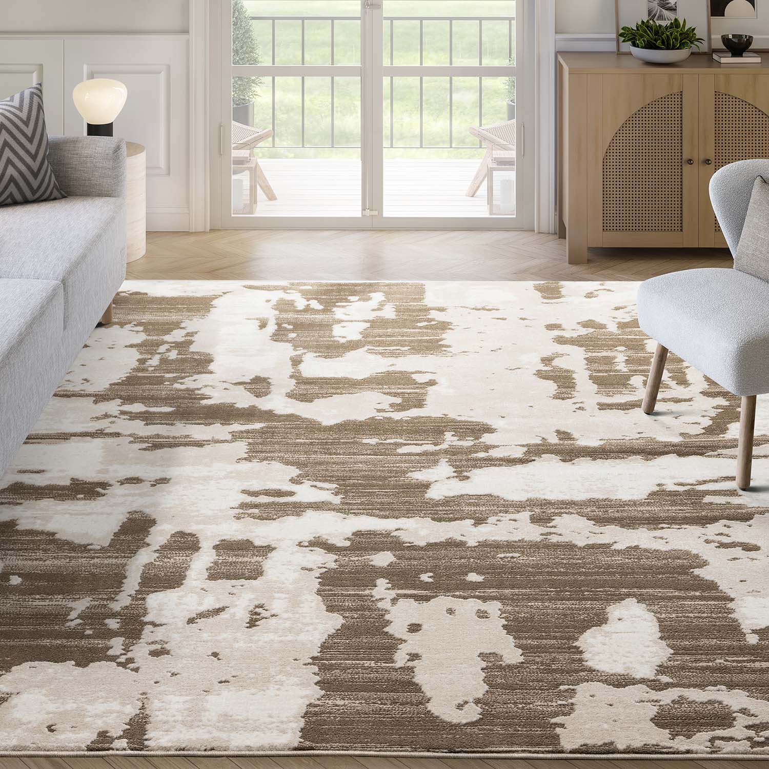 Abani Rugs TER170B-5 Terra 5 x 8 (ft) Loomed Brown/Cream Rectangular Indoor Abstract Area rug