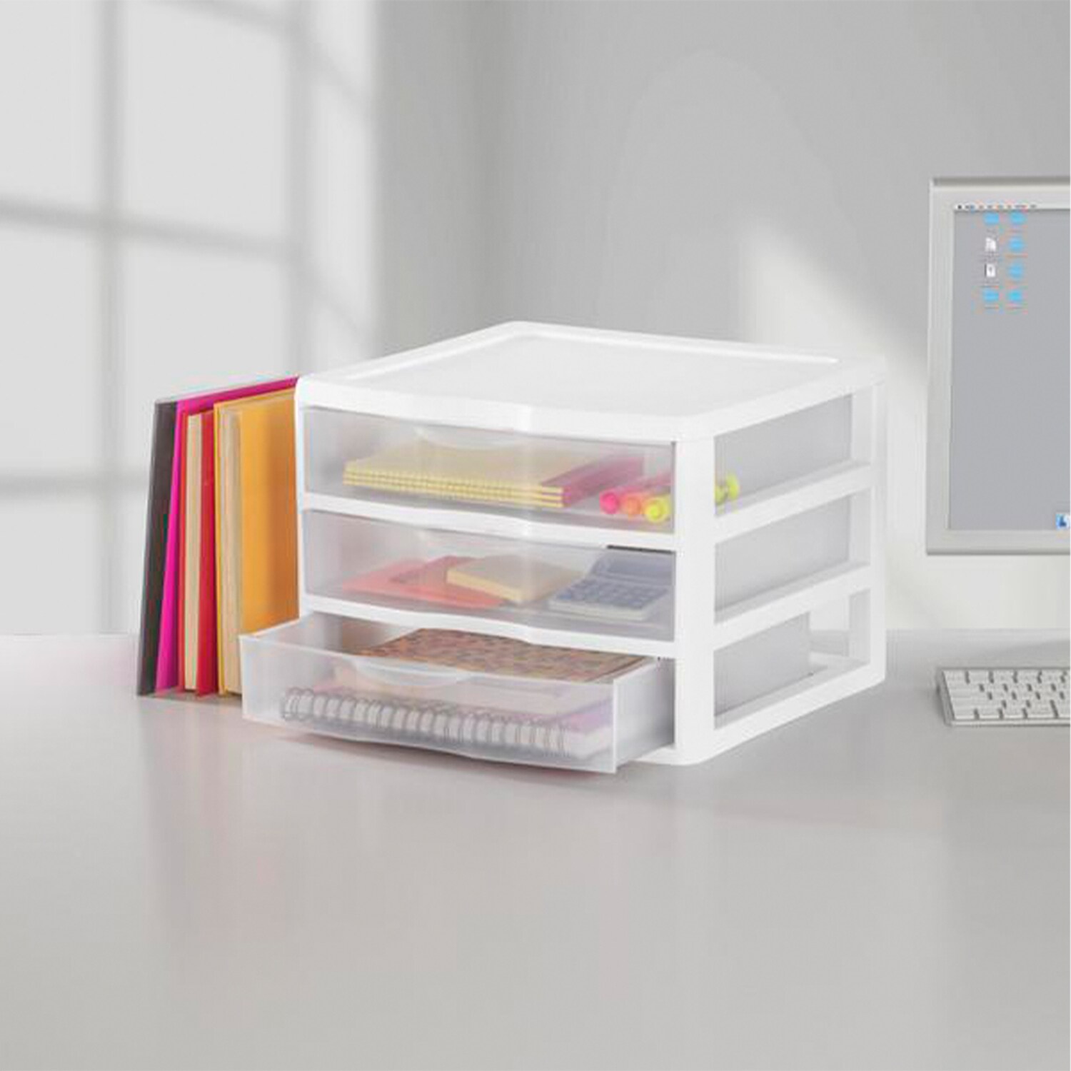 Sterilite Corporation 3 Pack 3 Drawers White Stackable Plastic Storage