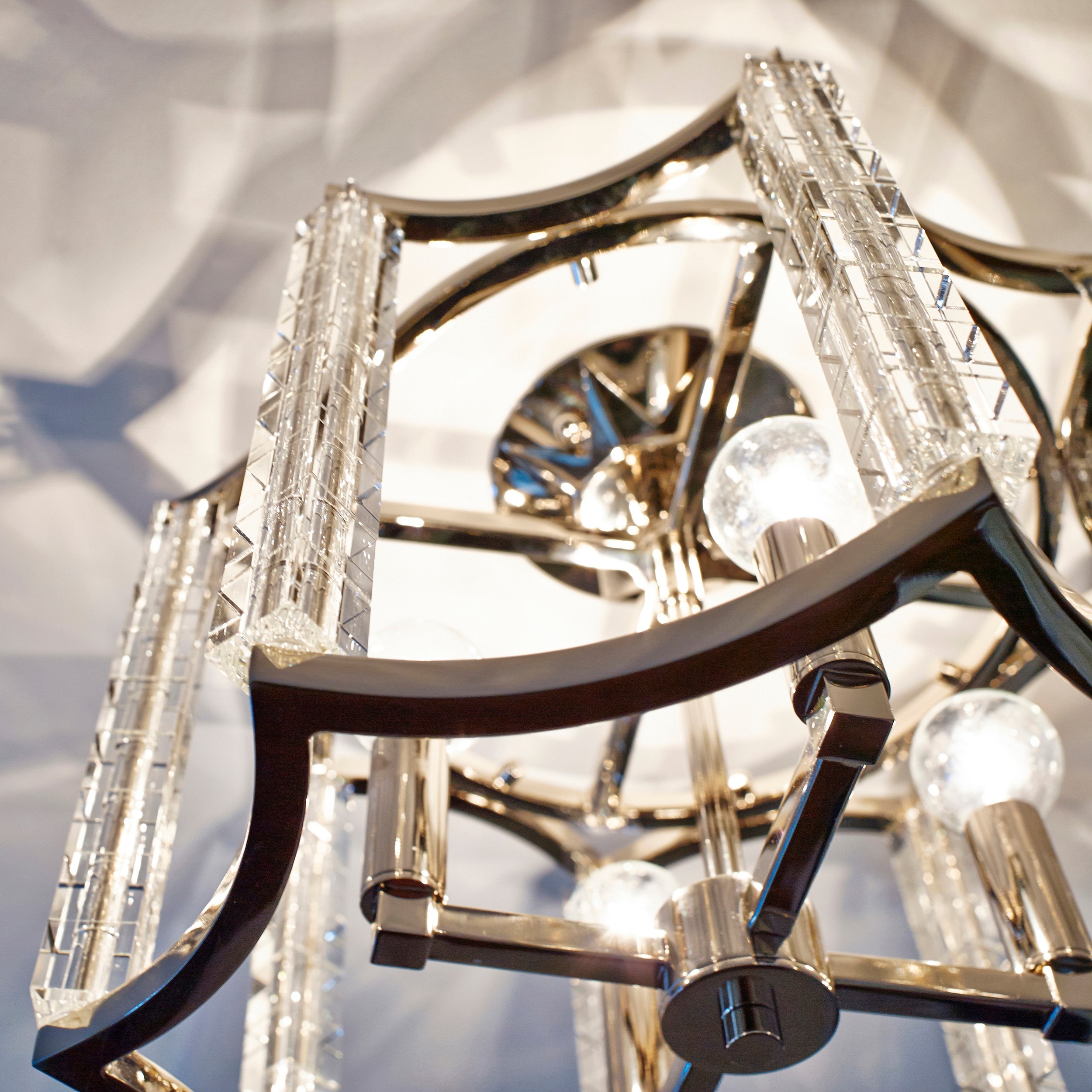 Polished Nickel Mini Chandelier with Crystal Cubes