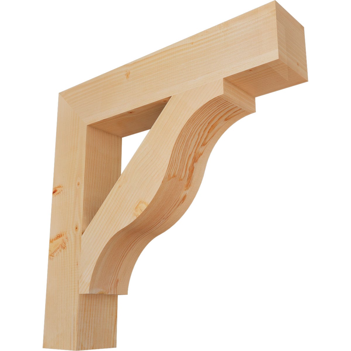Ekena Millwork BKT06X32X32FST05SDF Funston Block Smooth 5-1/2-in x 32-in x 32-in Douglas fir Brown Wood Standard bracket