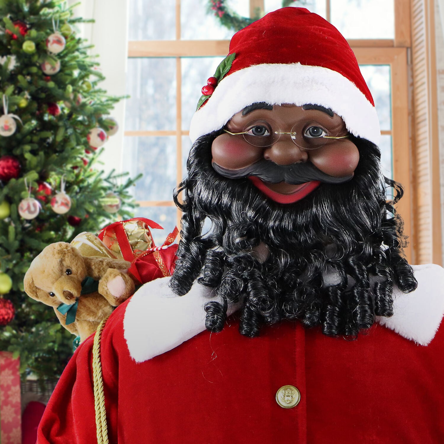 58-Inch Red Velvet Motion-Activated Dancing Santa Claus