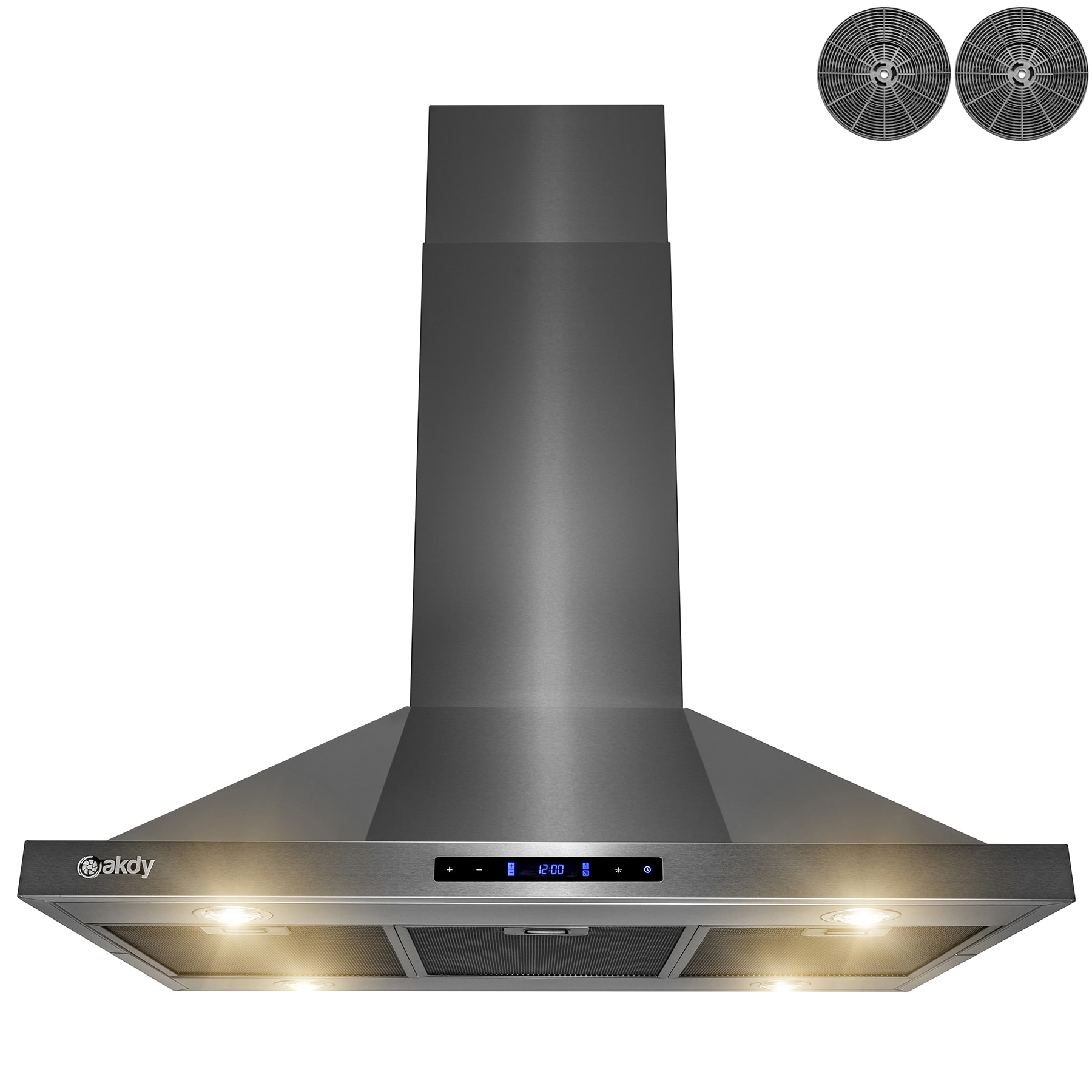 36 in. 450 CFM Convertible Wall Mount Range Hood in Black Stainless Steel