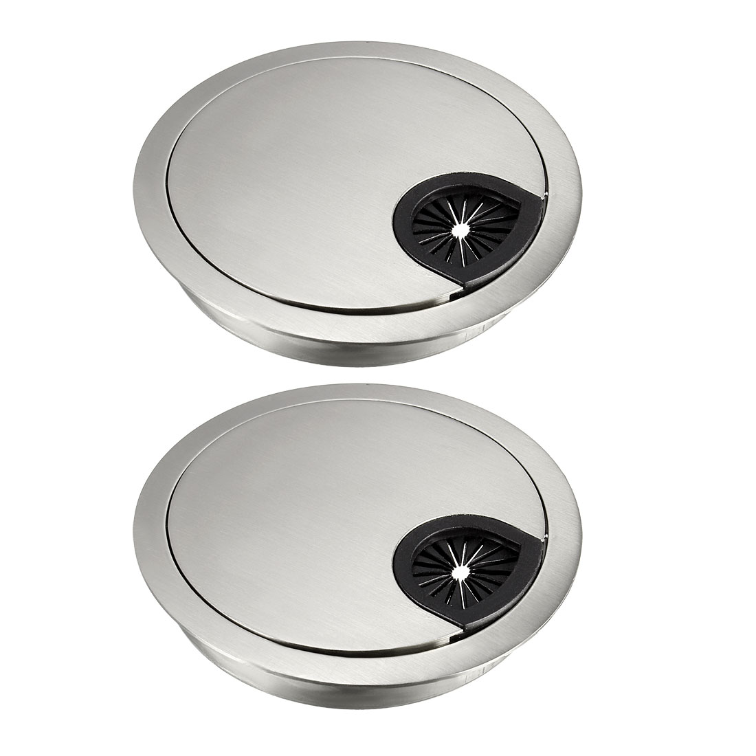 Unique Bargains Cable Hole Cover 3.1inch/80mm Zinc Alloy Desk Wire Cord Cable Grommets Hole Cover for Office PC Desk Cable Cord Organizer 2Pcs Wire Drawing Silver