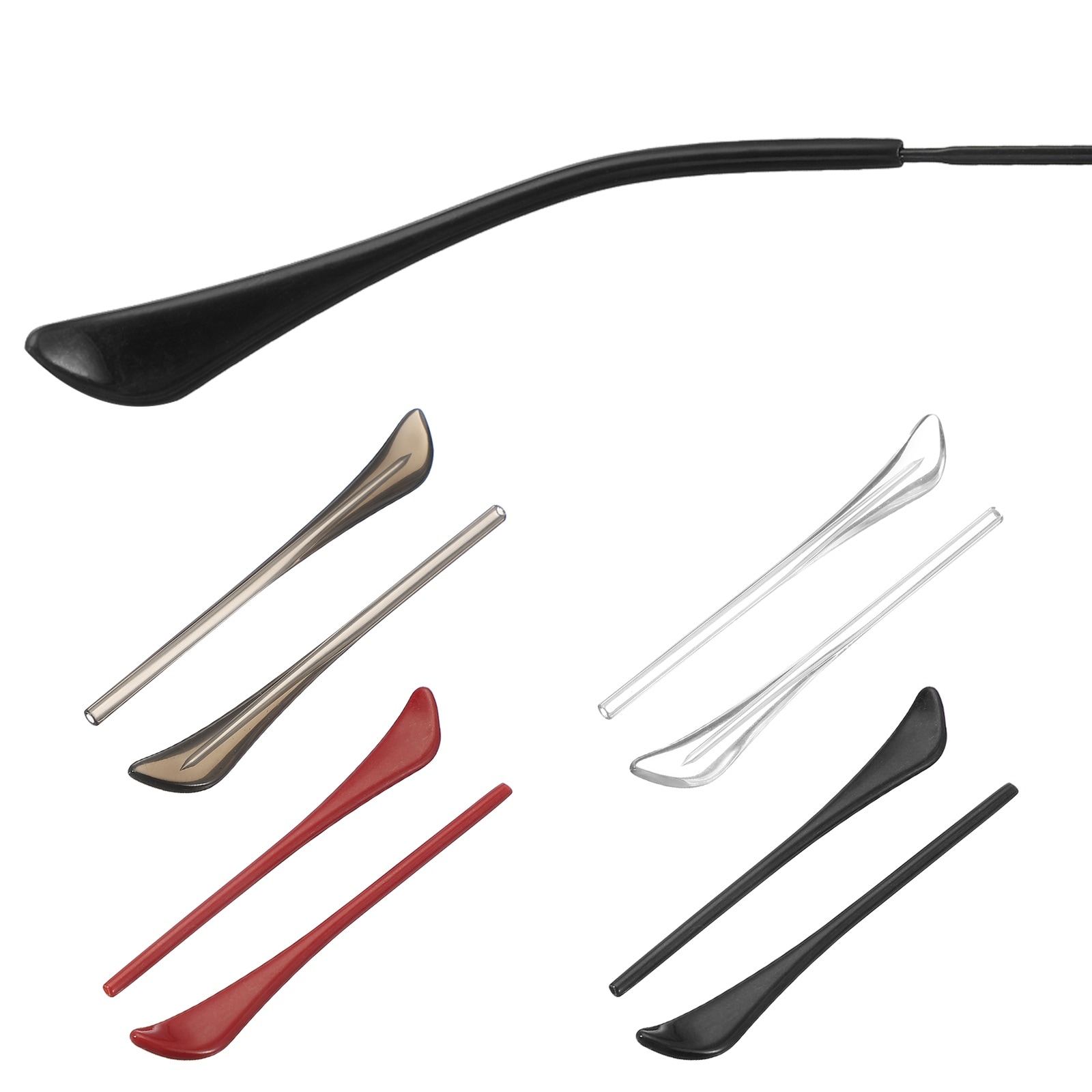 PATIKIL 4 Pairs Eye Glass Replacement Temples Plastic Anti-Slip Eyeglass End Tips Glasses Retainers Fits 1.4mm for Round Thin Metal Eyeglass Sunglasses Temple Style2 4 Colors