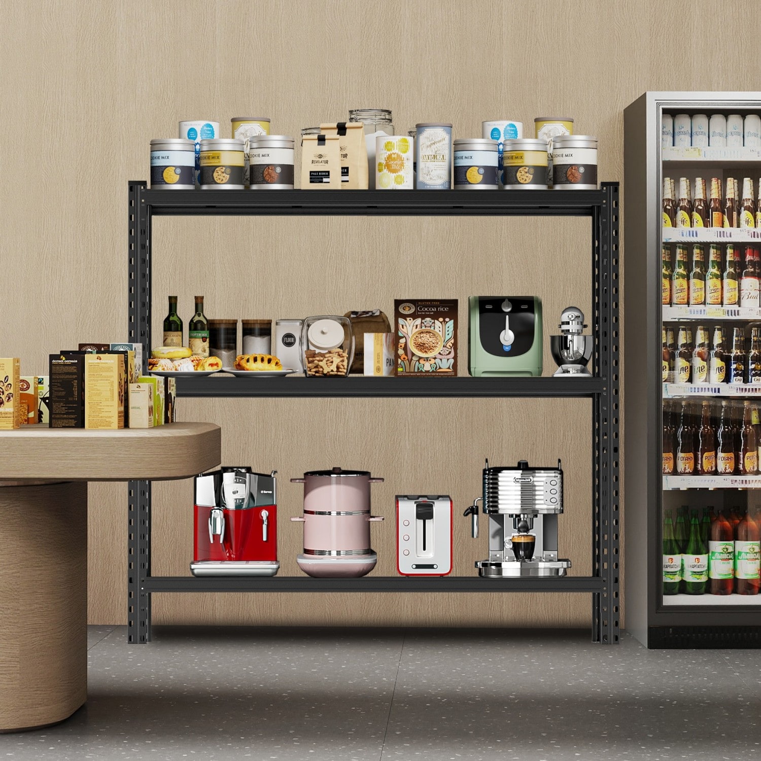 Dexmalle W1831P245637 3 -Tier Heavy Duty Black Steel Utility Shelving Unit (67-in W x 20-in D x 63-in H)