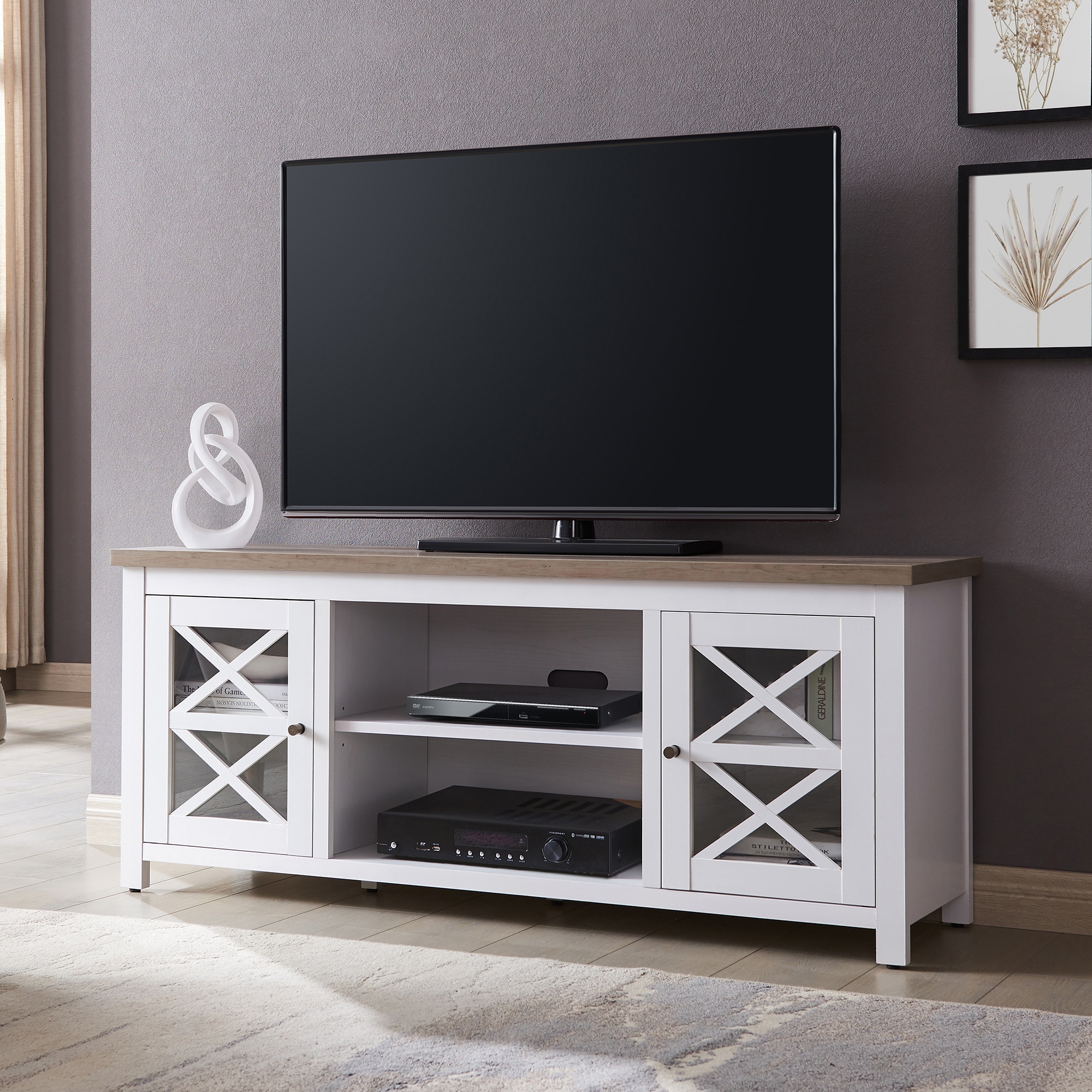 Hailey Home Colton Modern/Contemporary White/Gray Oak Tv Stand ...