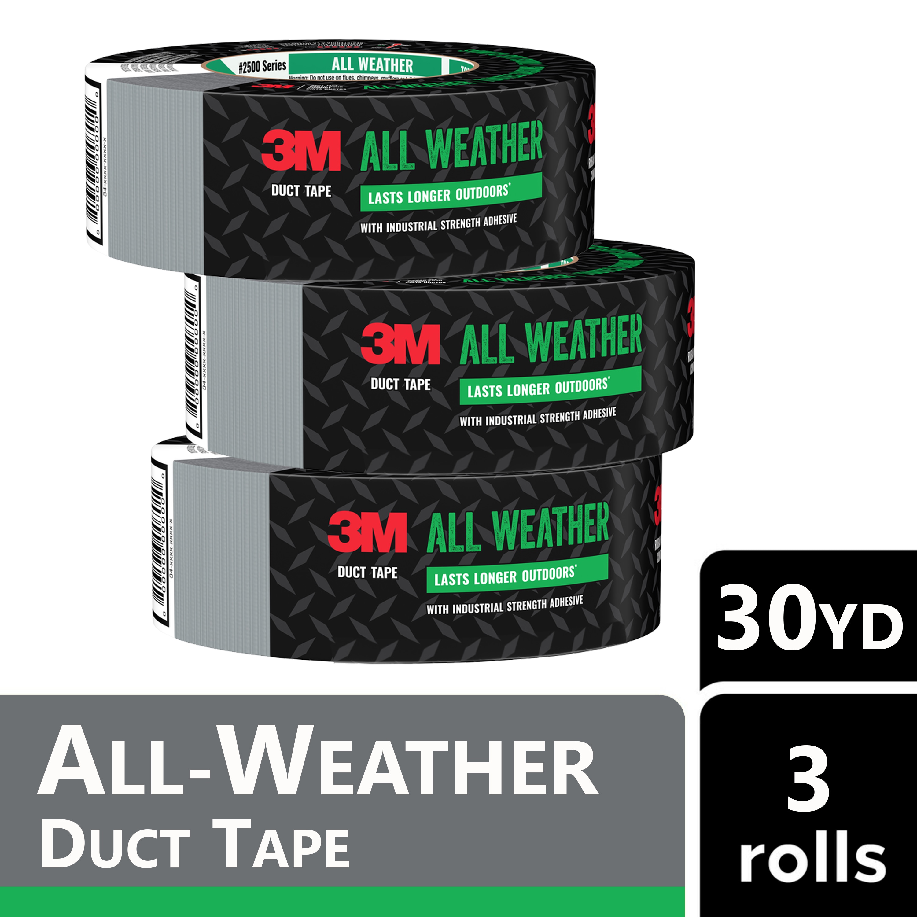 3M Super Tough Heavy Duty All Weather Black Rubberized Duct Tape 1.88-in x  30 Yard(s) (3-Pack) in the Duct Tape department at