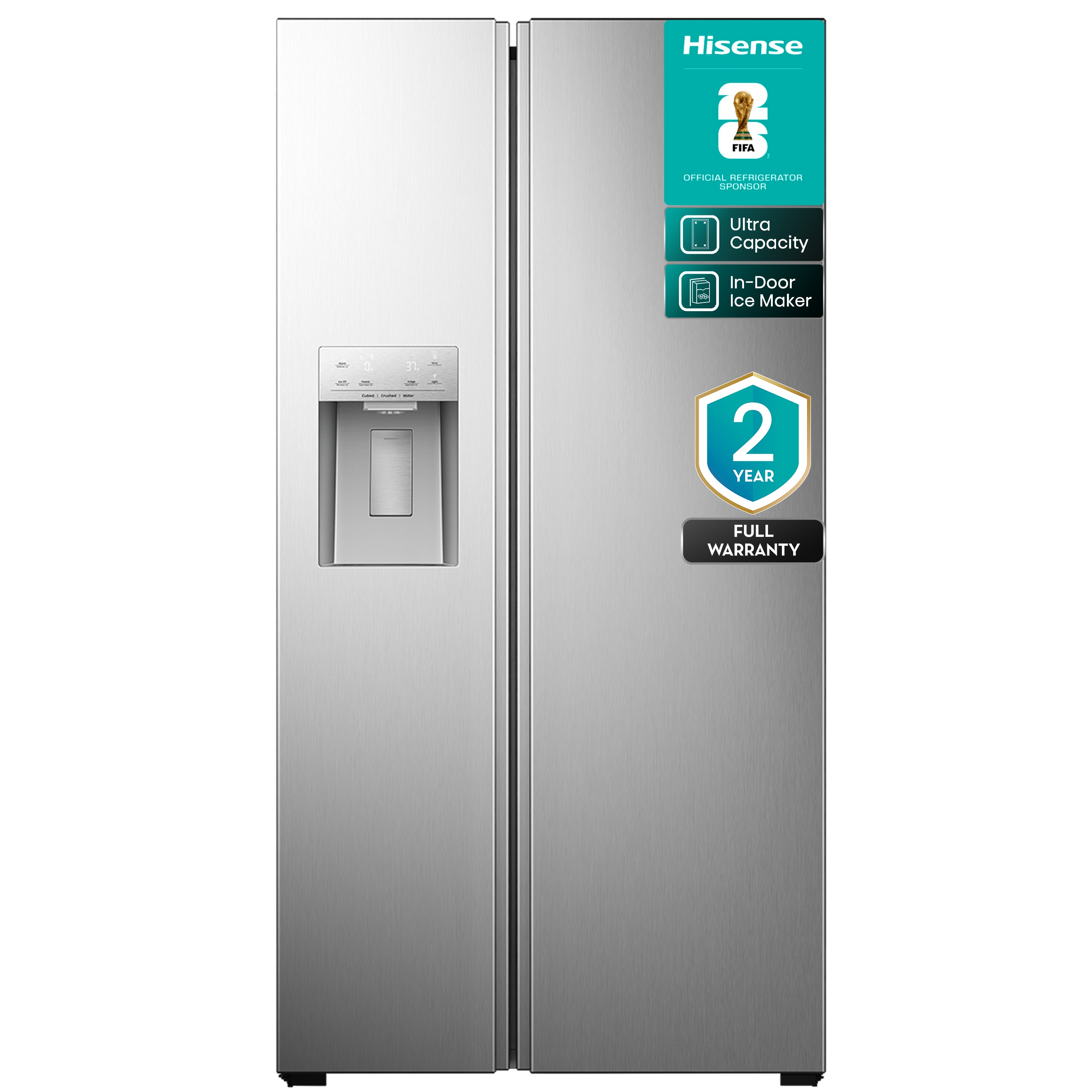 Hisense HRS290P5FSE 29.1-cu ft Standard-Depth 36-in Wide Side-by-Side Refrigerator with Ice Maker ,Water and Ice Dispenser ( Stainless steel ) - Thumbnail