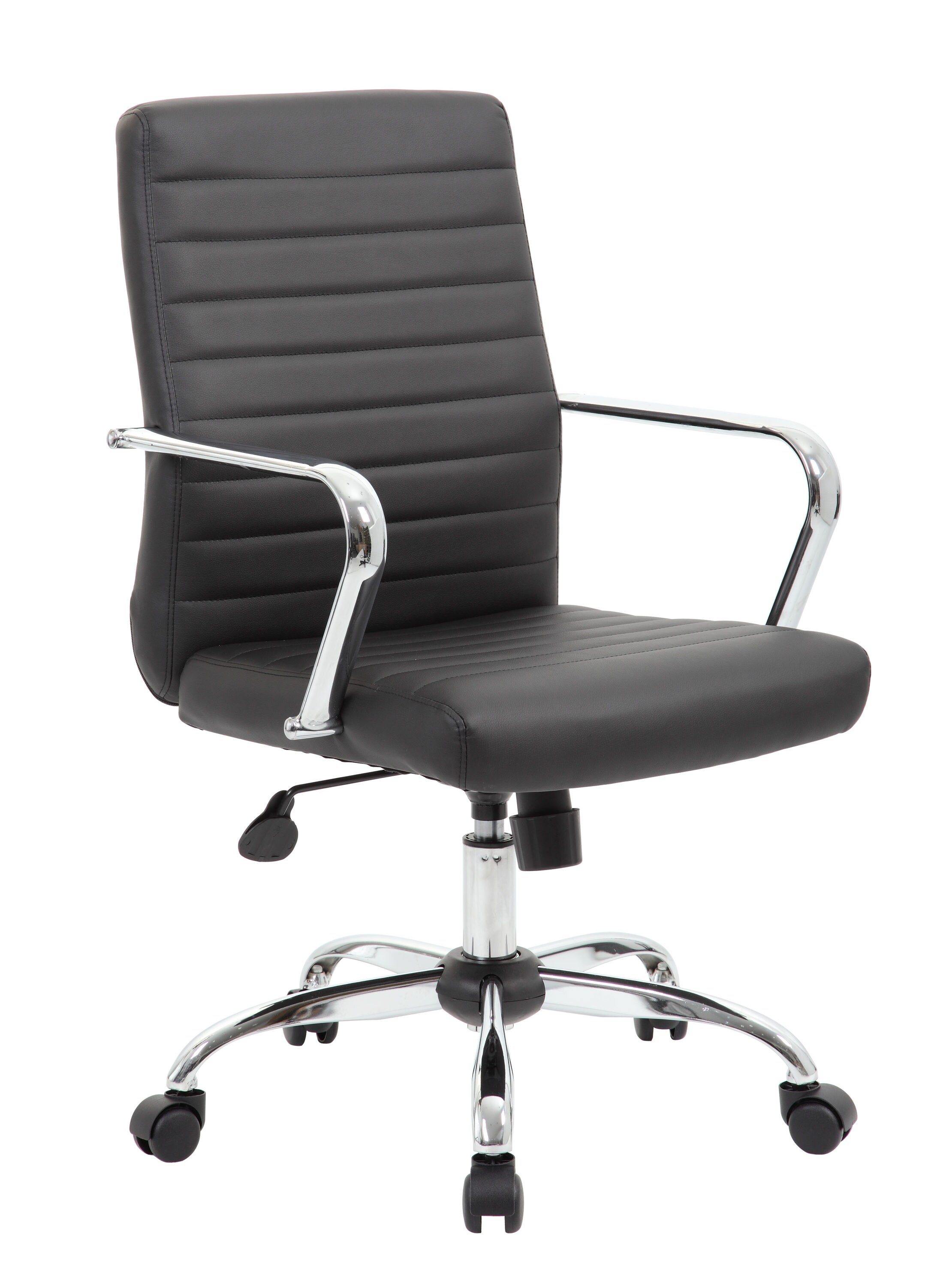Boss Office Products Black Contemporary Ergonomic Adjustable Height Swivel  Upholstered Task Chair in the Office Chairs department at