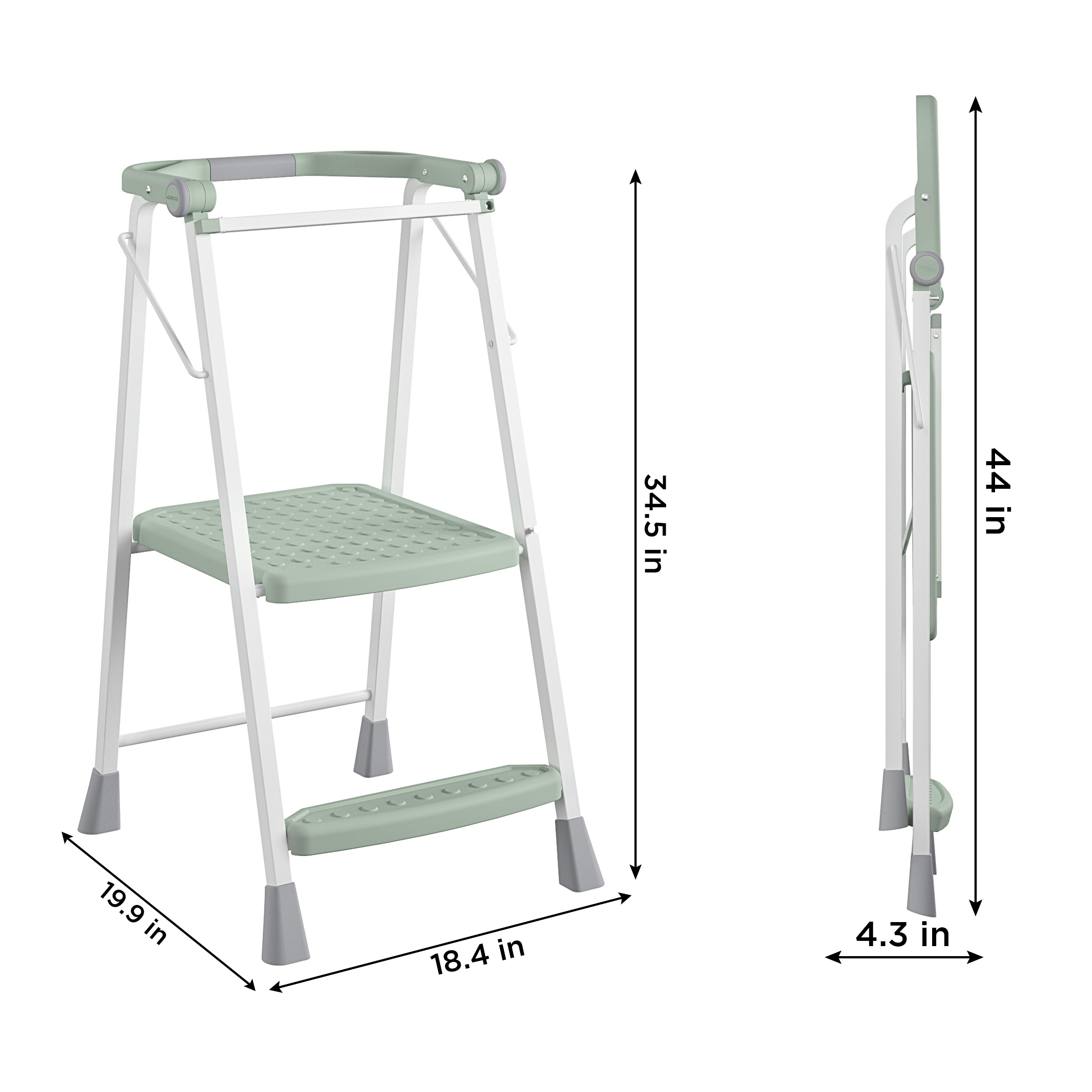 Cosco 2 Step 225 Lb Capacity Green Steel Foldable Step Stool In The   64751151 