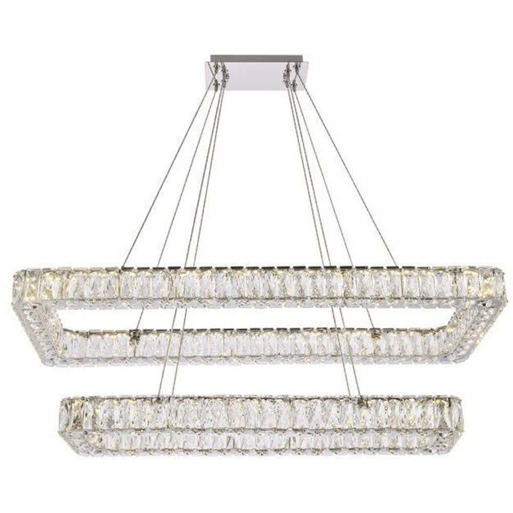 Elegant Lighting A-EL-3504G42L2C Monroe 2 - Light Chrome Modern - LED Crystal And Metal Pendant Light