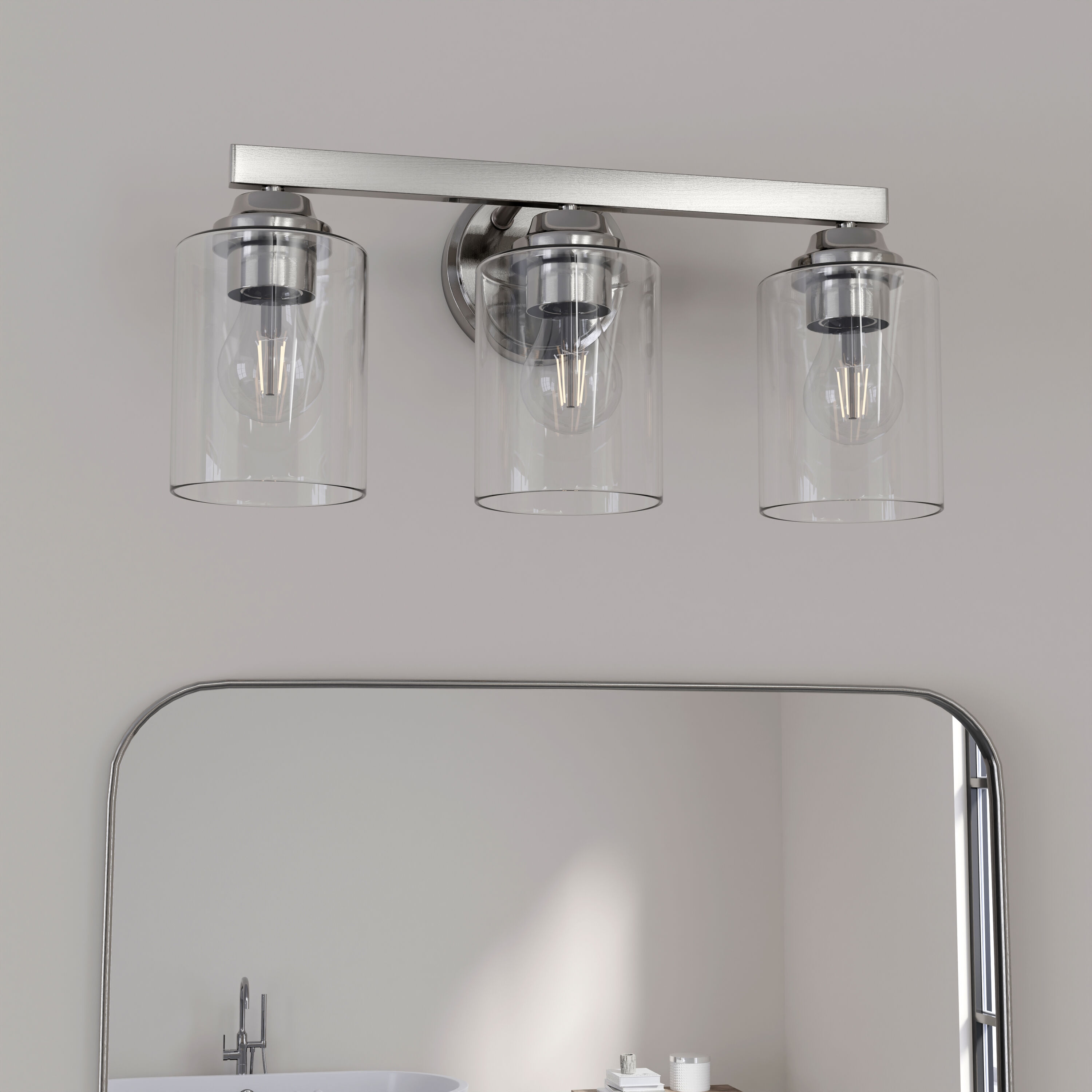 allen + roth VB220-3BNK Emeryson 17.75-in 3 -Light Brushed Nickel Transitional Vanity light