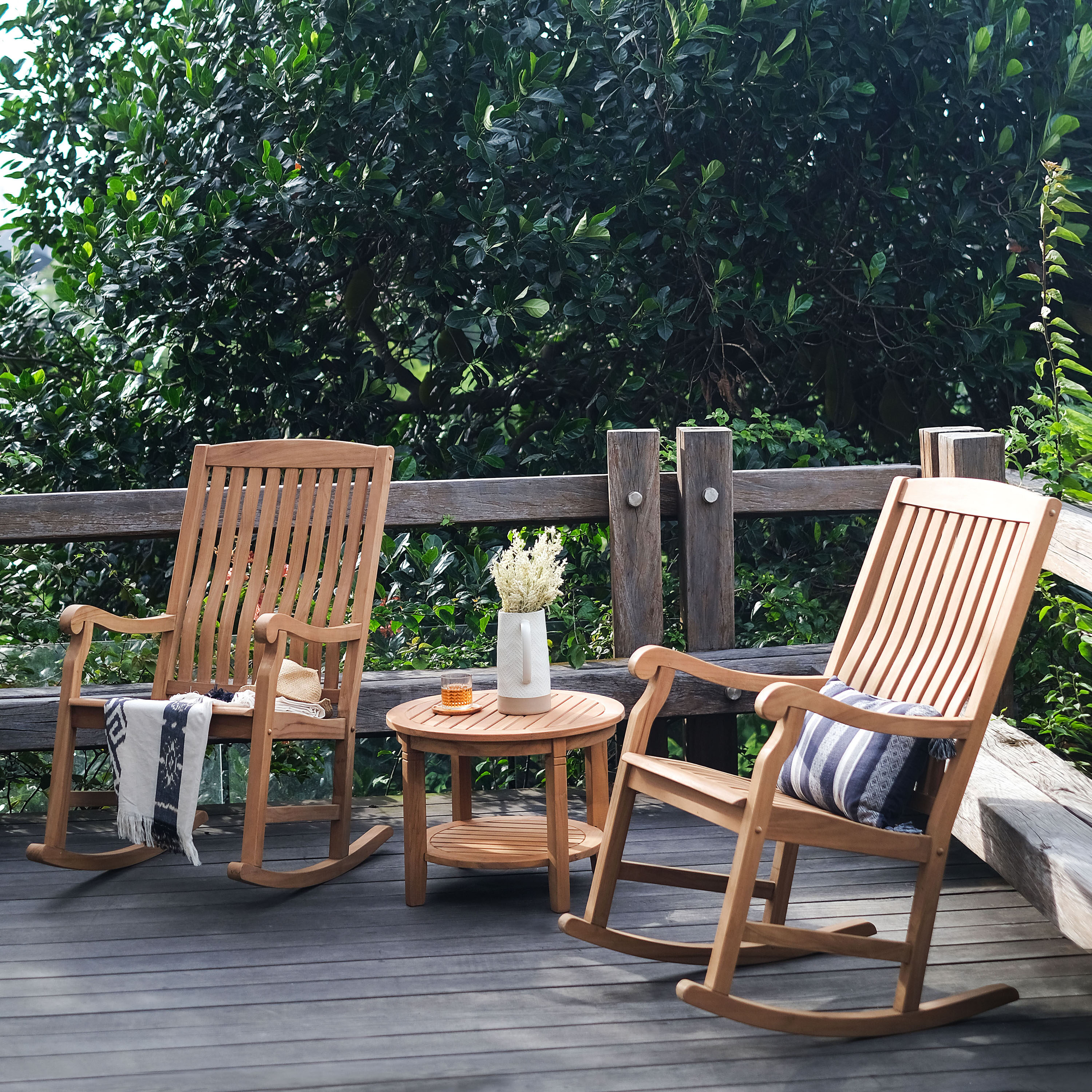 Cambridge Casual 610635-TW-XX-XX-XX Colton Teak Wood 3 -Piece Patio Conversation Set
