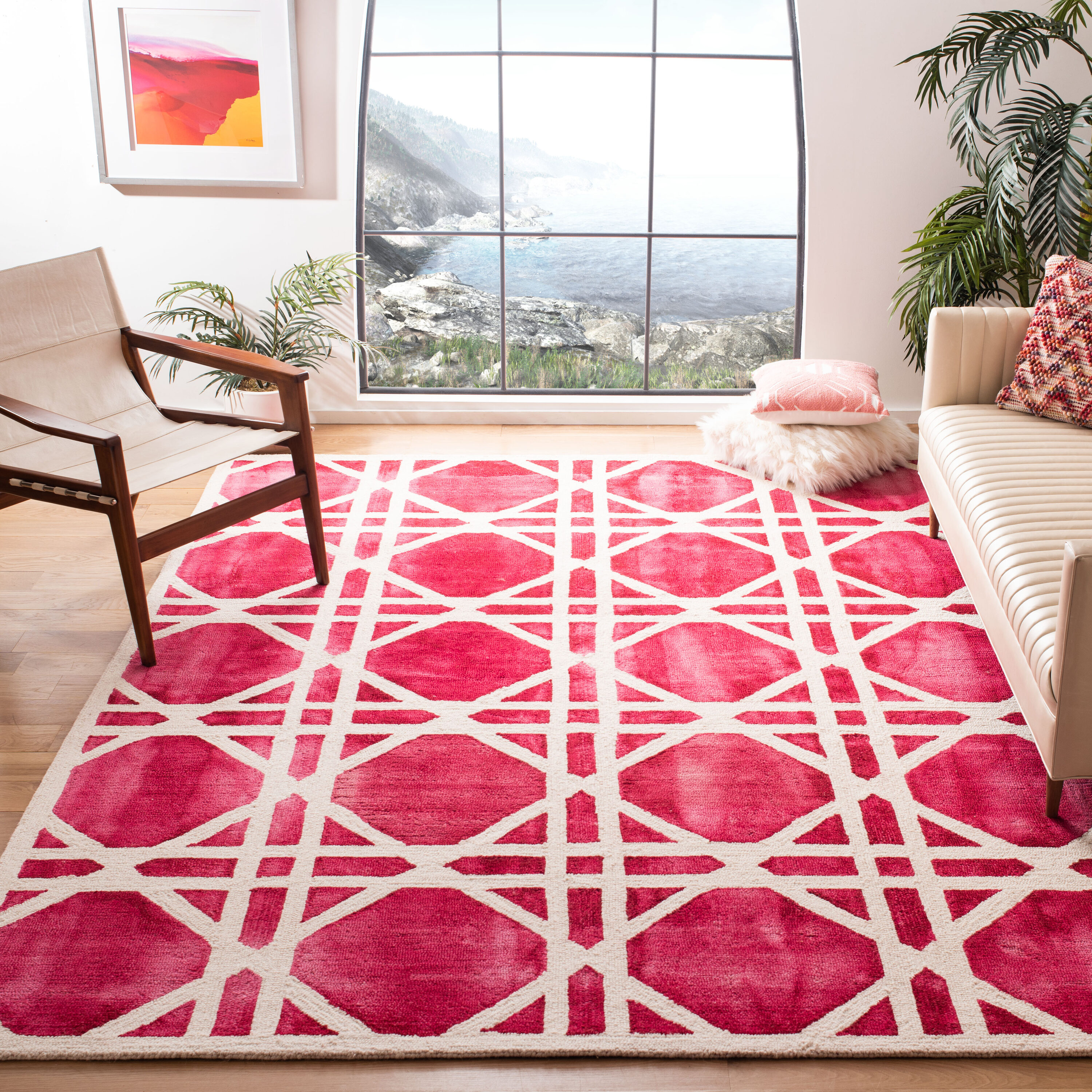  Dip Dye 721 Ivory/Red Contemporary 8ft x 10ft Rectangle Rug