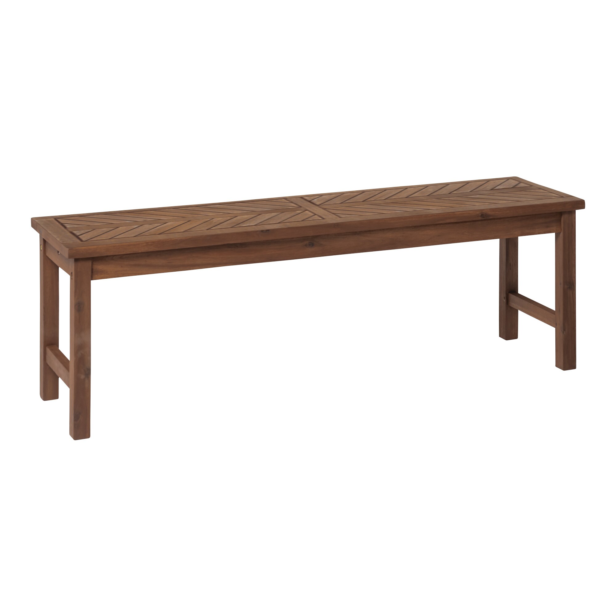 Walker Edison 53.125-in W X 17.875-in H Dark Brown Acacia Dining Bench ...