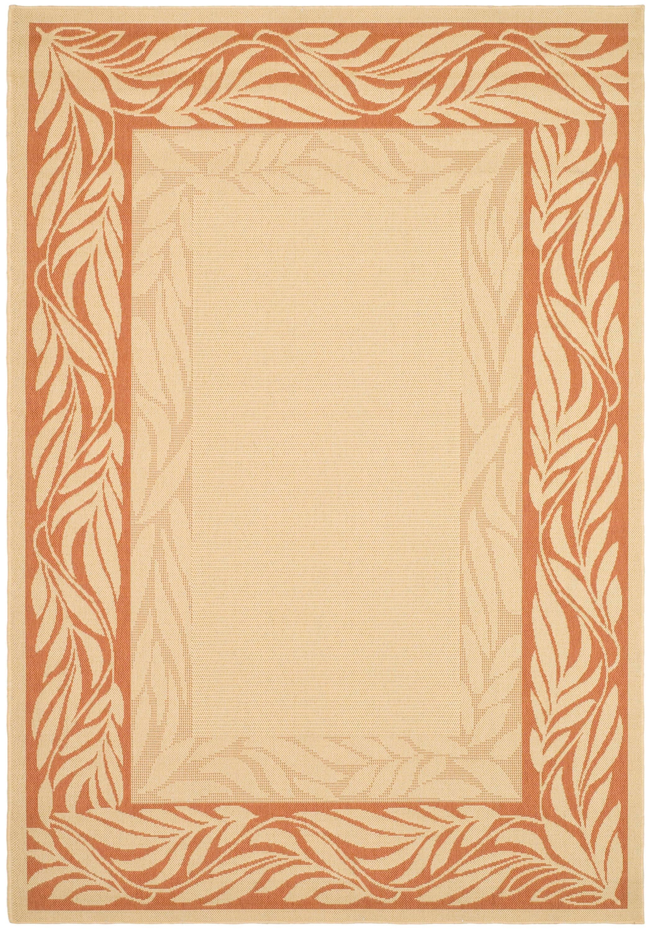 Safavieh CY1551-3201-6 Courtyard Wreaths 7 x 10 (ft) Loomed Polypropylene Natural/Terra Rectangular Indoor/Outdoor Border Coastal Area rug