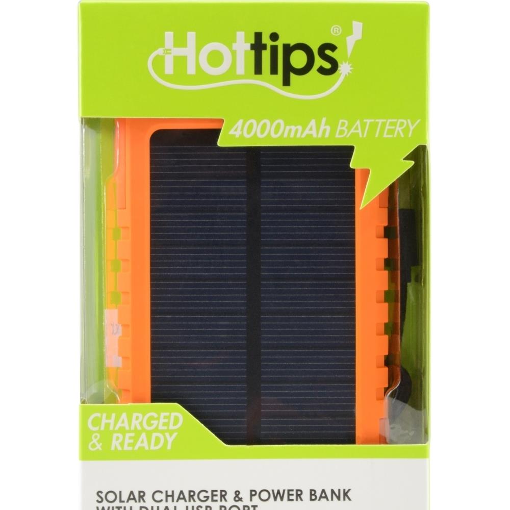  DLR470567 Hottips 2343414 4000 mAh Power Bank with Solar Panel, Assorted Color- Case of 10