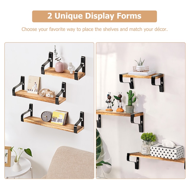Goplus Brown Floating Shelf 17-in L x 4-in D (3 Decorative Shelves) in ...