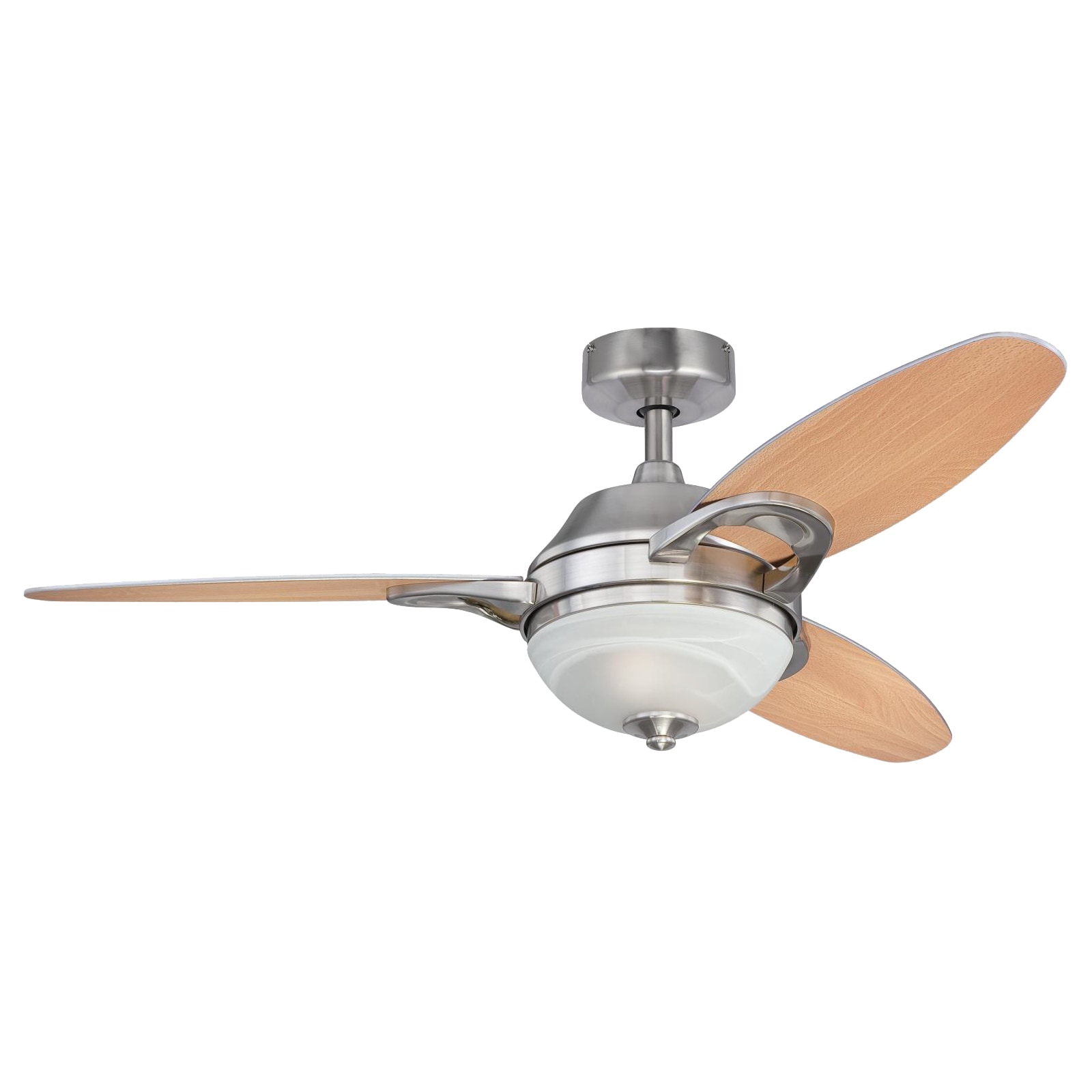 Ciata 42559L 46-Inches Brushed Nickel with Beige Blades Indoor Downrod mount Standard Ceiling Fan With Light and Remote ( 3 -Blade)