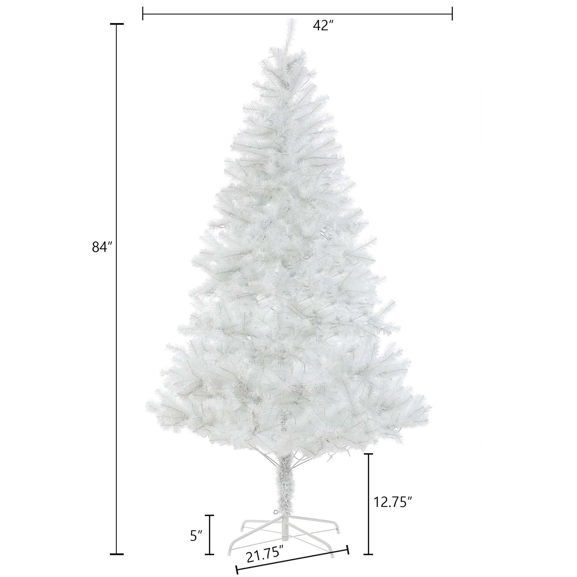 LuxenHome 7-ft Aspen Fir Pre-lit Traditional White Artificial Christmas ...