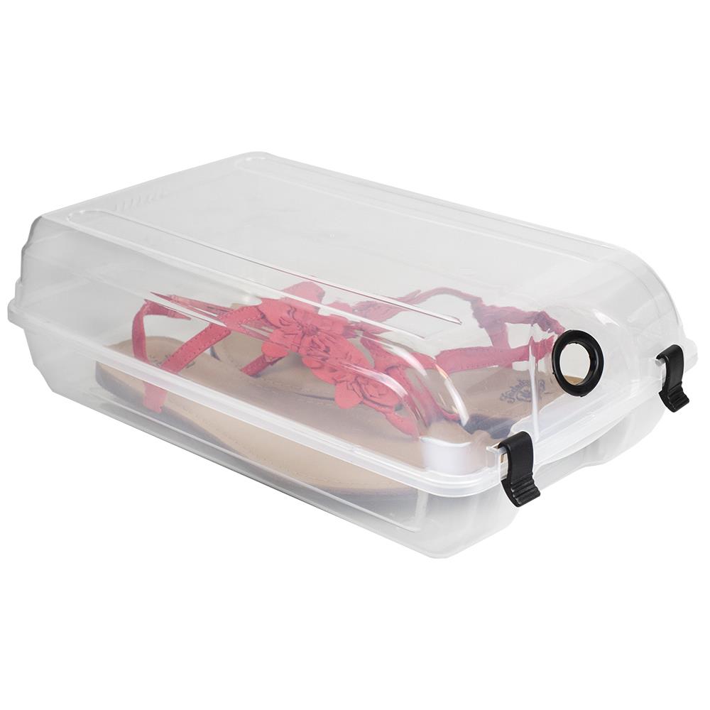 Home Basics LOW62607 4-in H 1 Tier 2 Pair Clear Plastic Shoe Organizer