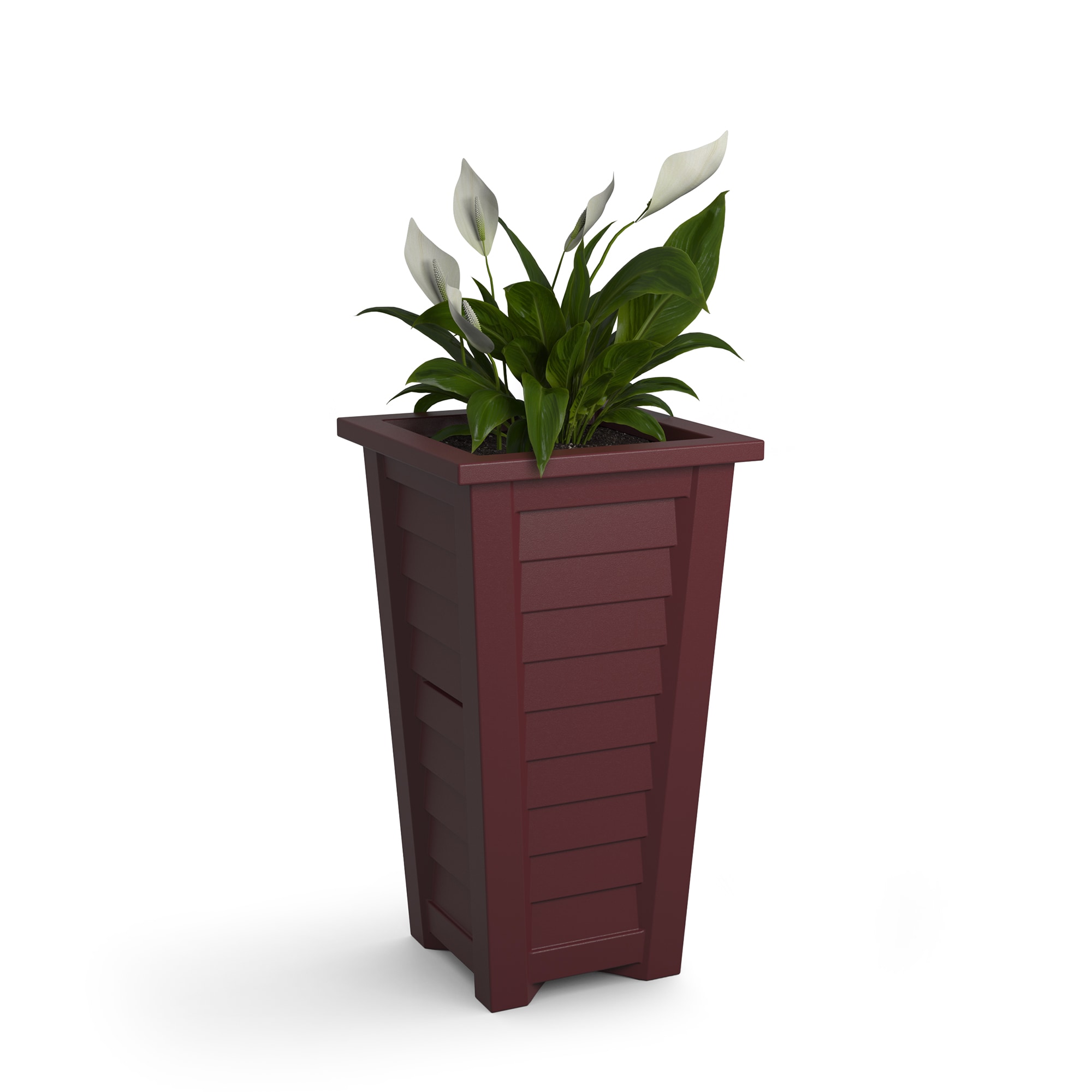 Mayne 5868-CBR Square 16.0-in W Large Red Plastic Outdoor Planter with Drainage Holes with Self Watering