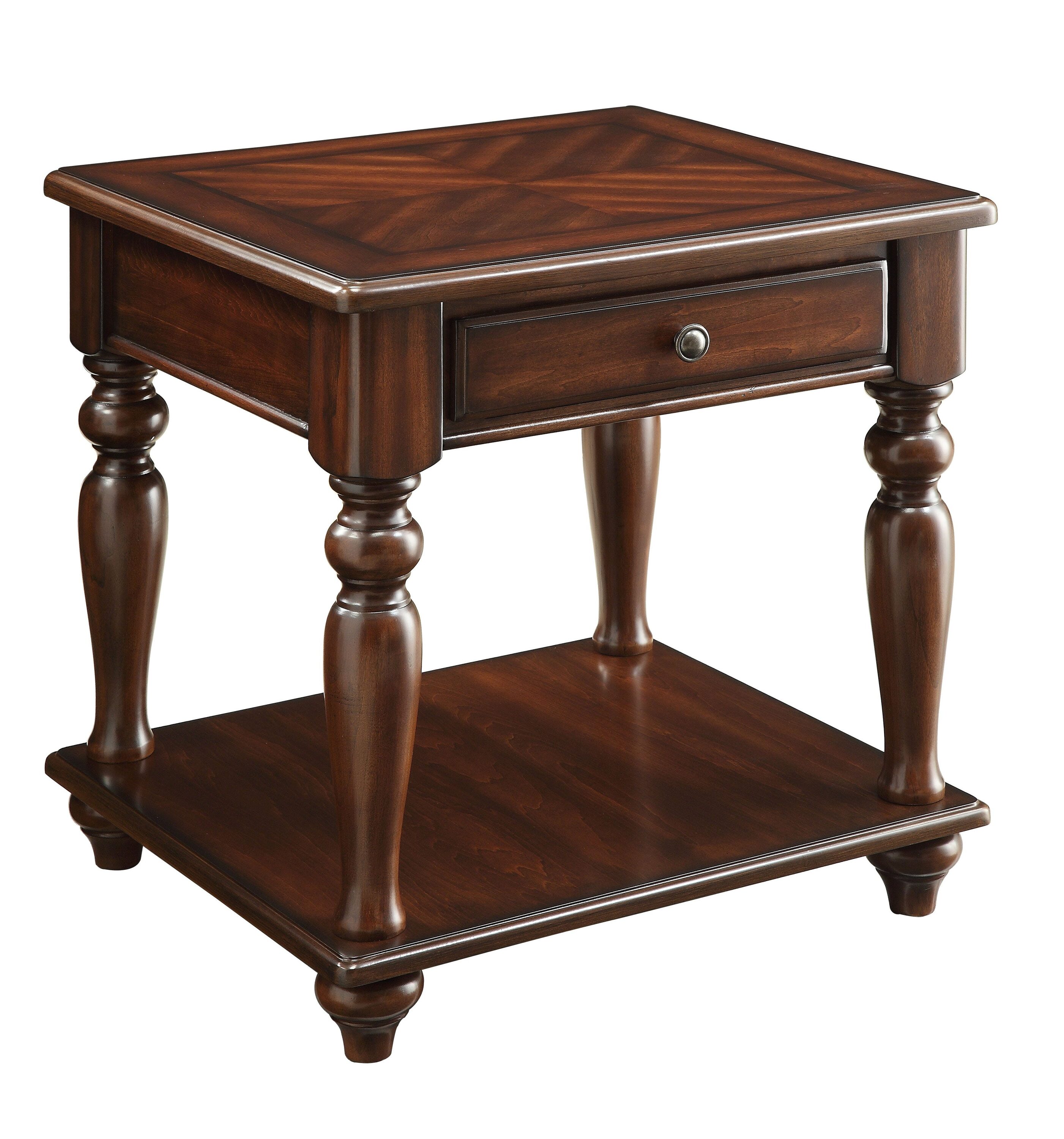 Benzara BM177663 22-Inches W x 24-Inches H Brown Wood Rectangular Modern End Table with Storage Assembly Required