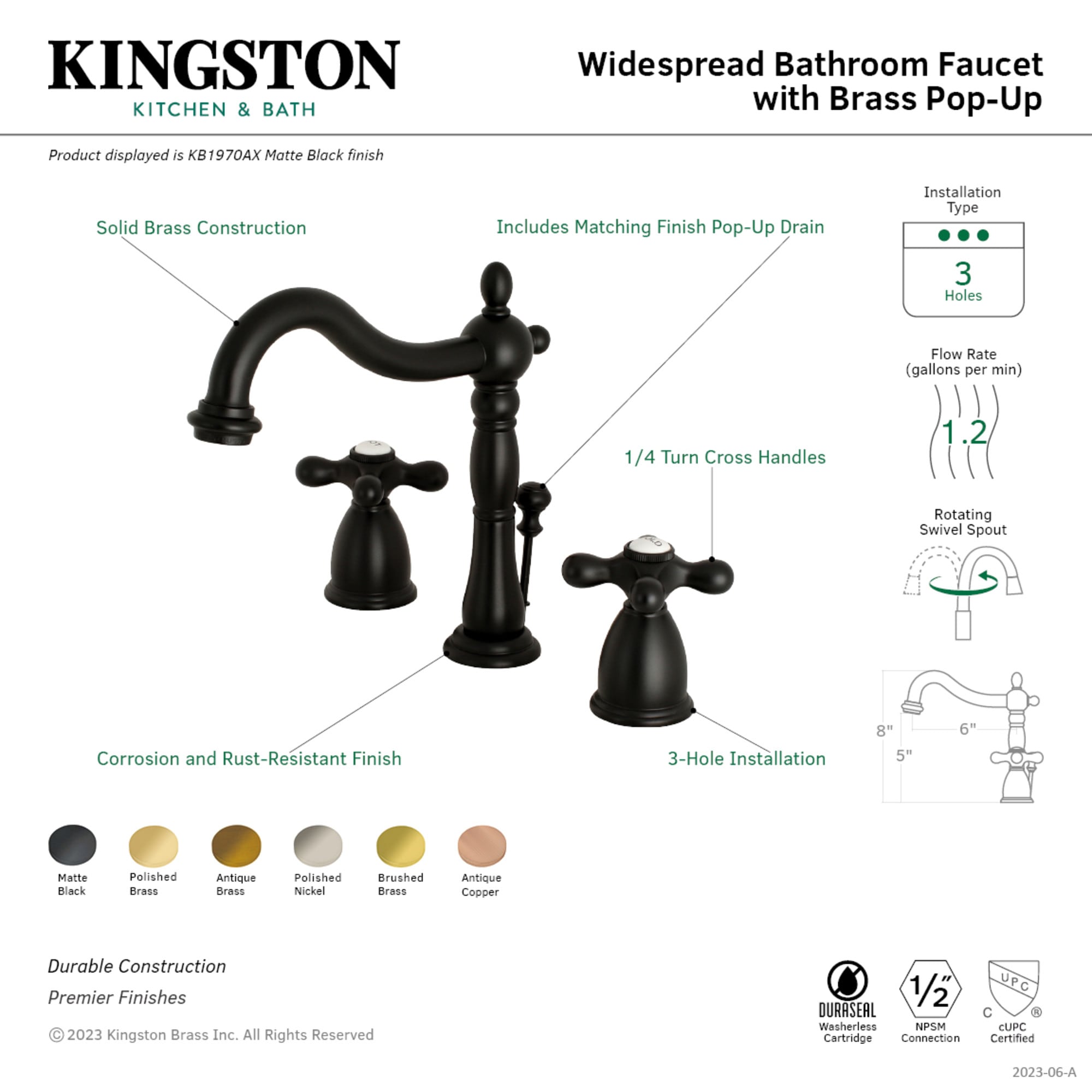 Kingston Brass WLKB1970AX Lavatory-Faucets - View #3