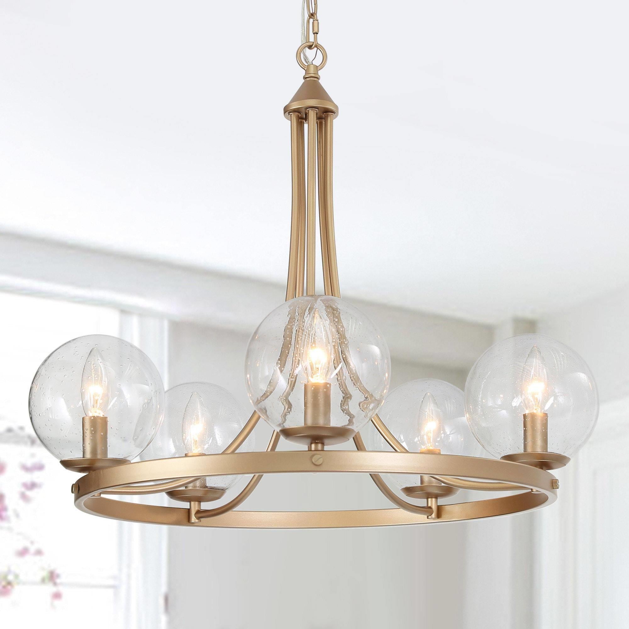 5-Light Matte Gold Modern/Contemporary LED Dry rated Chandelier | - Uolfin NMBIE3-LWS24237-H7