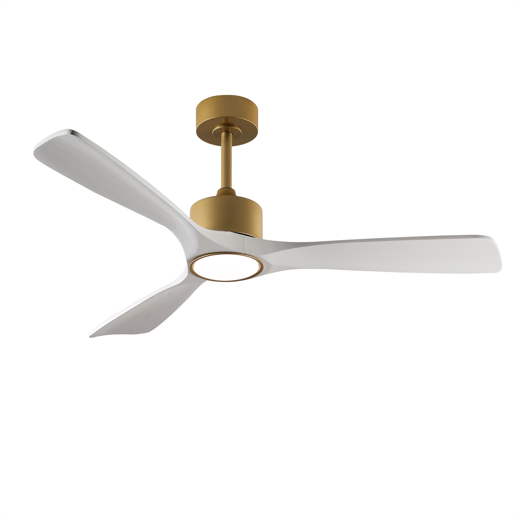 Sevenine Hollcrest 52 in. Matte Gold with Wood Blades Farmhouse Integrated LED Ceiling Fan with Light and Remote Control