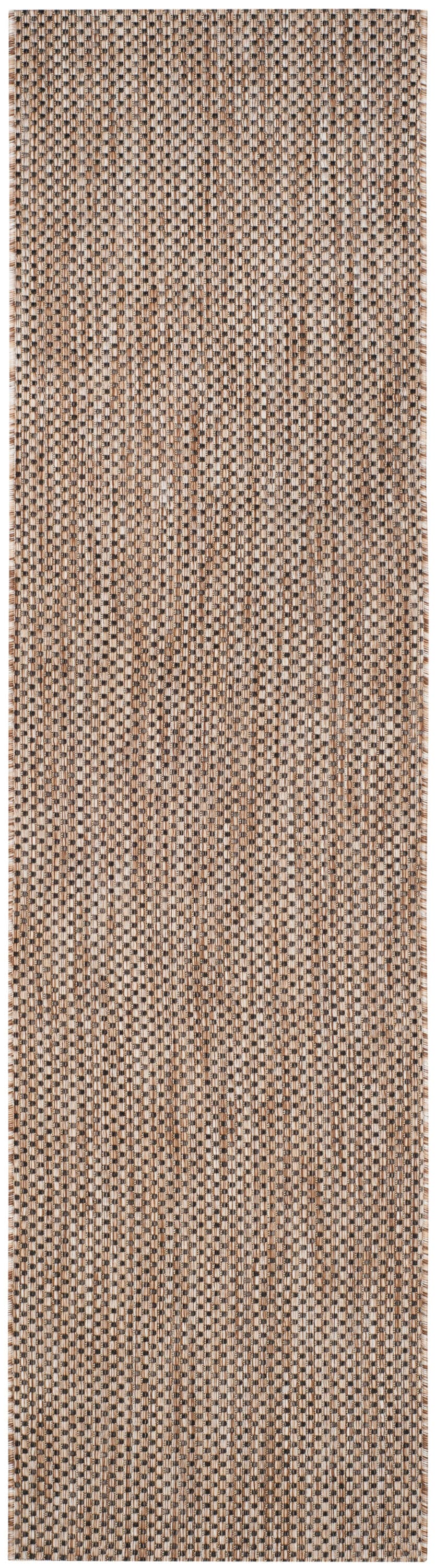 Natural and Black 27" Non-Slip Synthetic Runner Rug