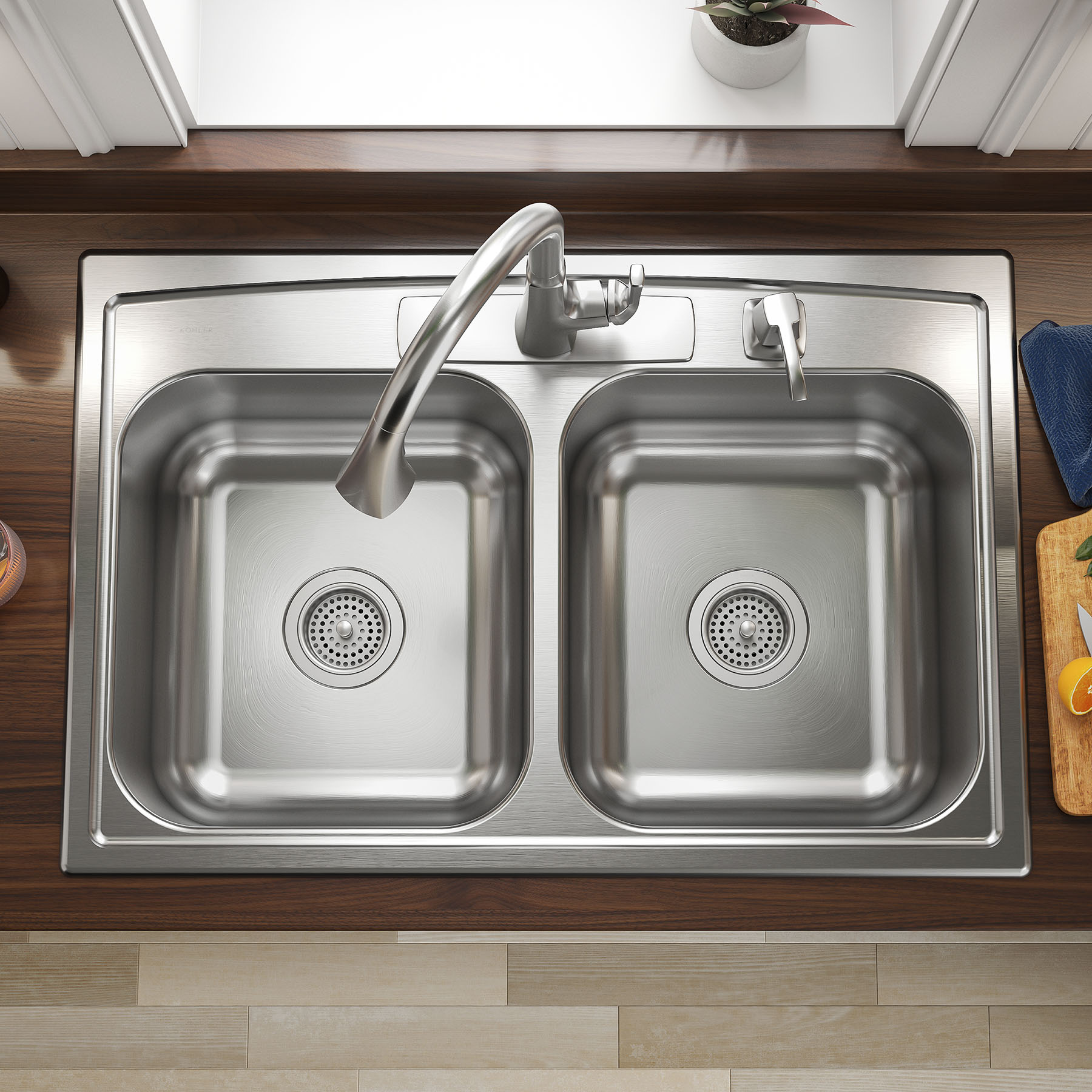 Kohler Toccata Drop In 33 In X 22 In Stainless Steel Double Equal Bowl