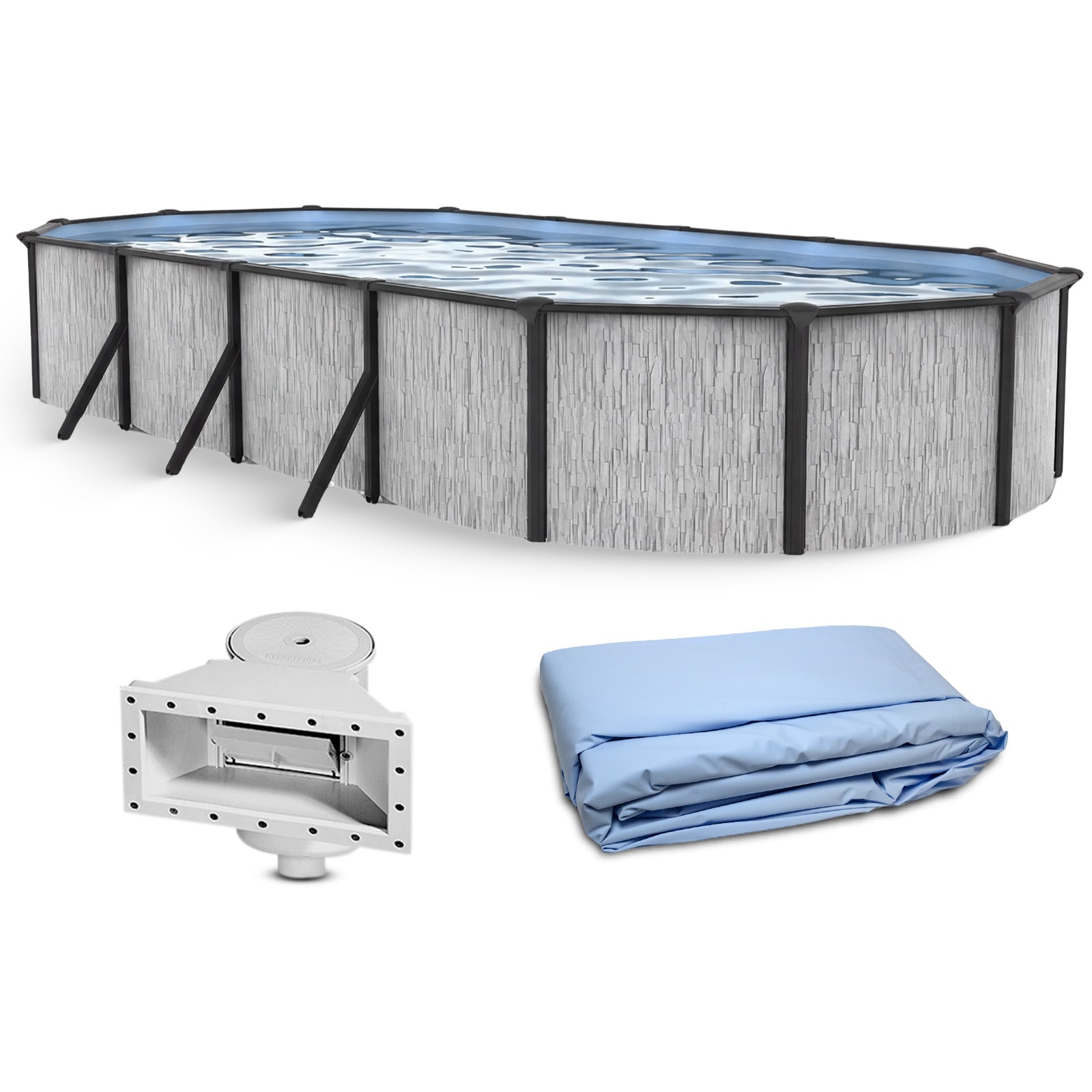 Blue Wave Sevilla 24-ft x 12-ft x 52-in Steel wall panels Oval Above-Ground Pool