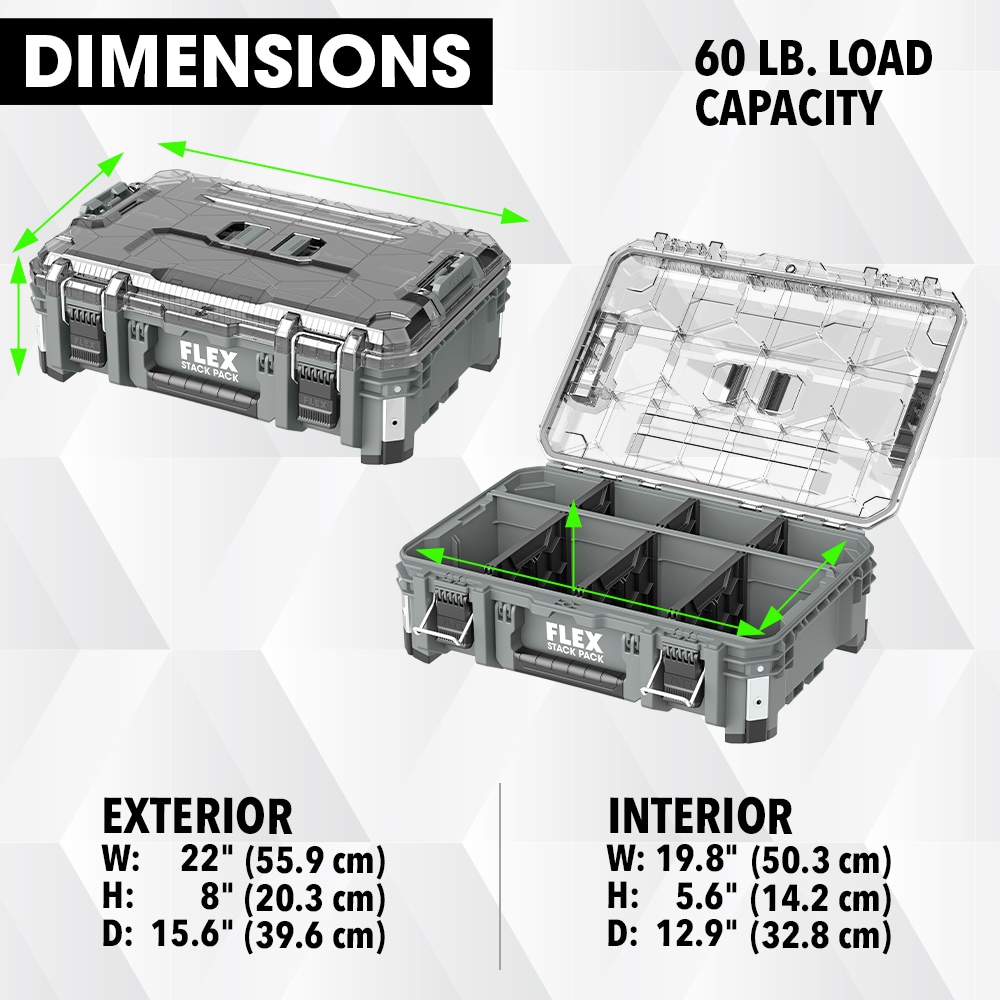 FLEX STACK PACK Medium Tool Box 22-in Gray Metal Lockable Tool Box in the  Portable Tool Boxes department at