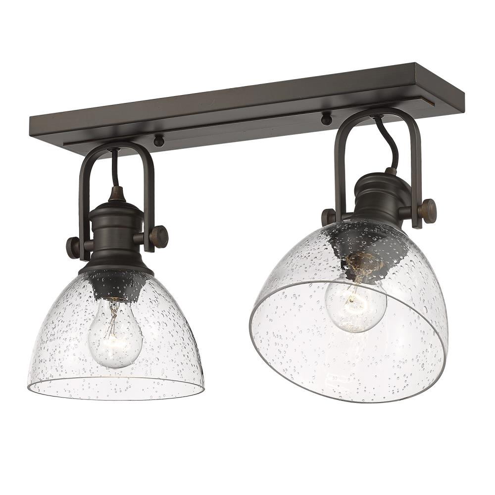 Transitional 18" Brown Seeded Glass Semi-Flush Mount Light