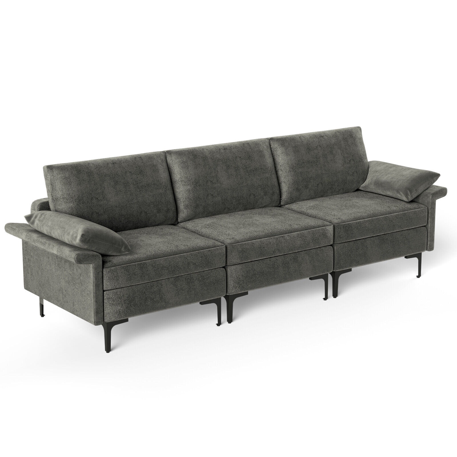 Ayelon XC10301SL-ABE 100.5 W Midcentury Gray Linen 3-seater Sofa