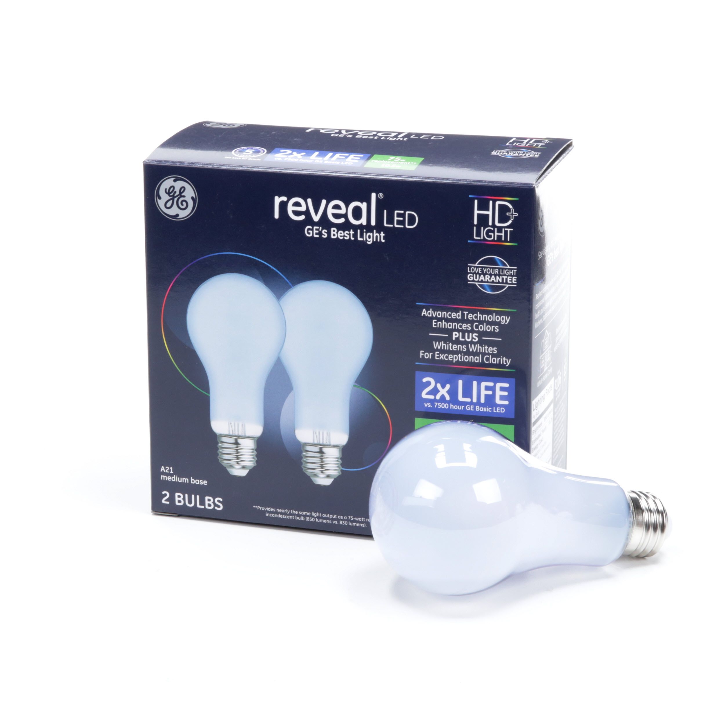 General Electric 68413 2PK 17W/12W 2 Pack 17W A21 Clear LED Light Bulb Reveal General Electric 68413 2PK 17W/12W 2 Pack 17W A21 Clear LED Light Bulb Reveal