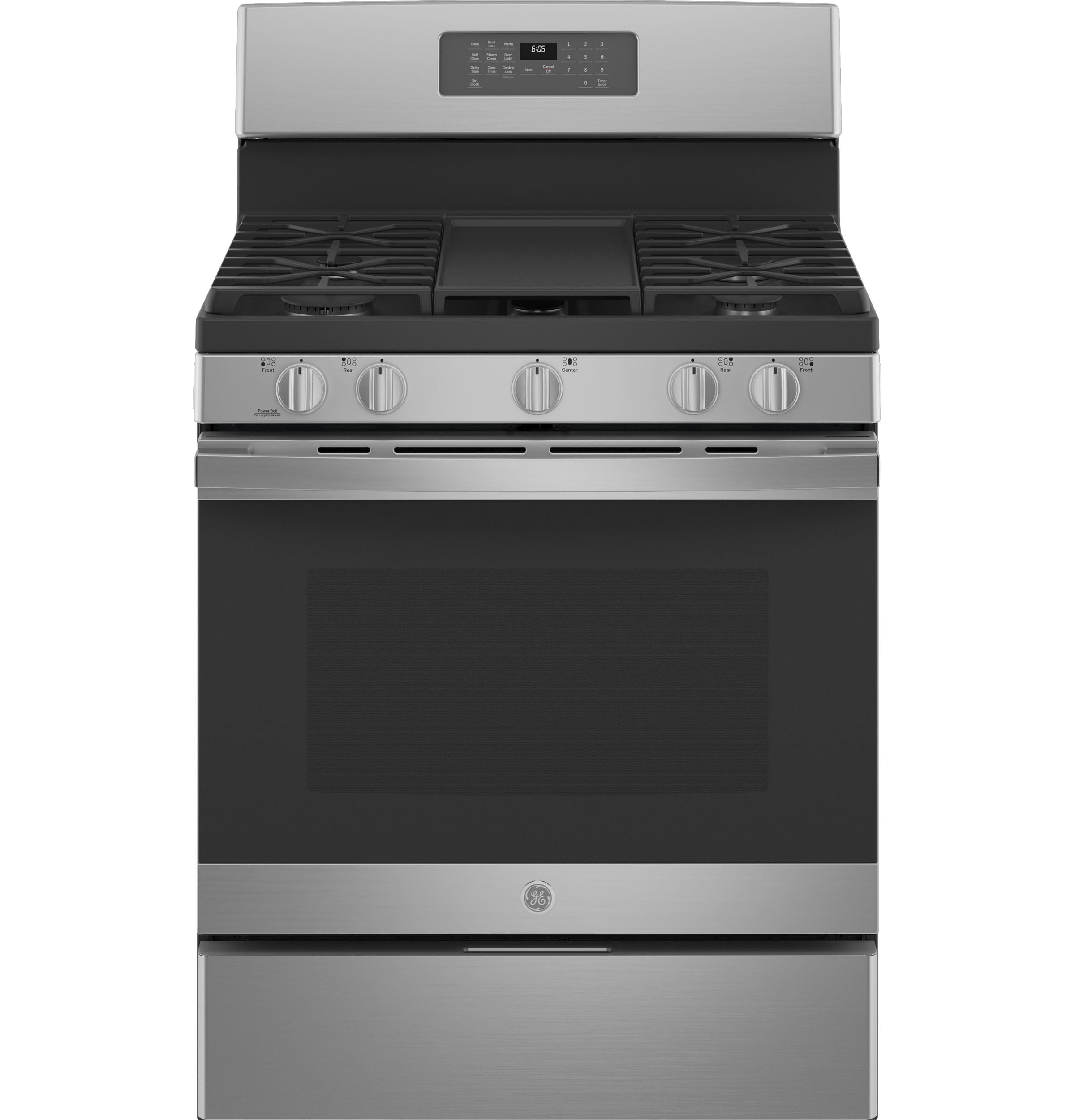 GE 30 in. 5.3 cu. ft. Oven Slide-In Gas Range with 5 Sealed Burners &  Griddle - Stainless Steel