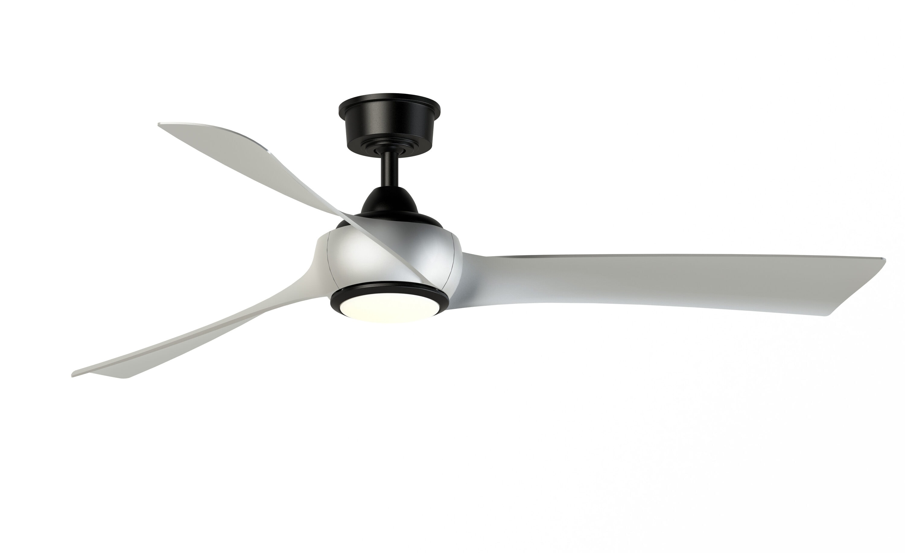 Fanimation Wrap Custom 60-in Black with Brushed Nickel Blades Color-changing Integrated LED Indoor/Outdoor Smart Ceiling Fan with Light and Remote (3-Blade) FPD8530BL-60BN-LK Sansujyuku sansujyuku.com