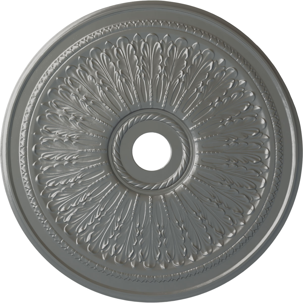Ekena Millwork CM29OASLS Oakleaf 29.125-in W x 29.125-in L Painted Silver Polyurethane Whole Ceiling Medallion