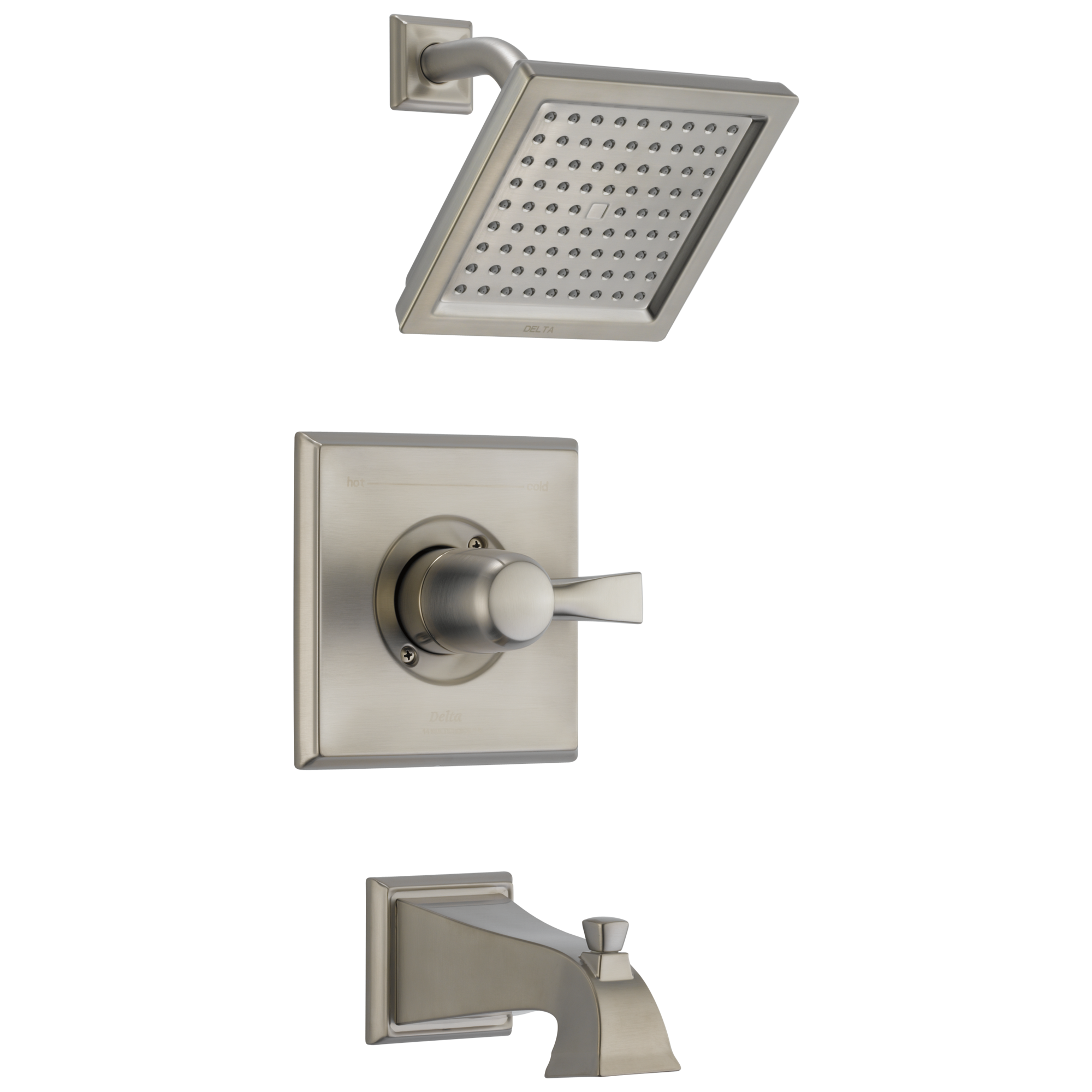 Delta T14451-SS-WE Dryden Stainless 1-handle Single function 6.5625-Inches Square Bathtub and shower Faucet