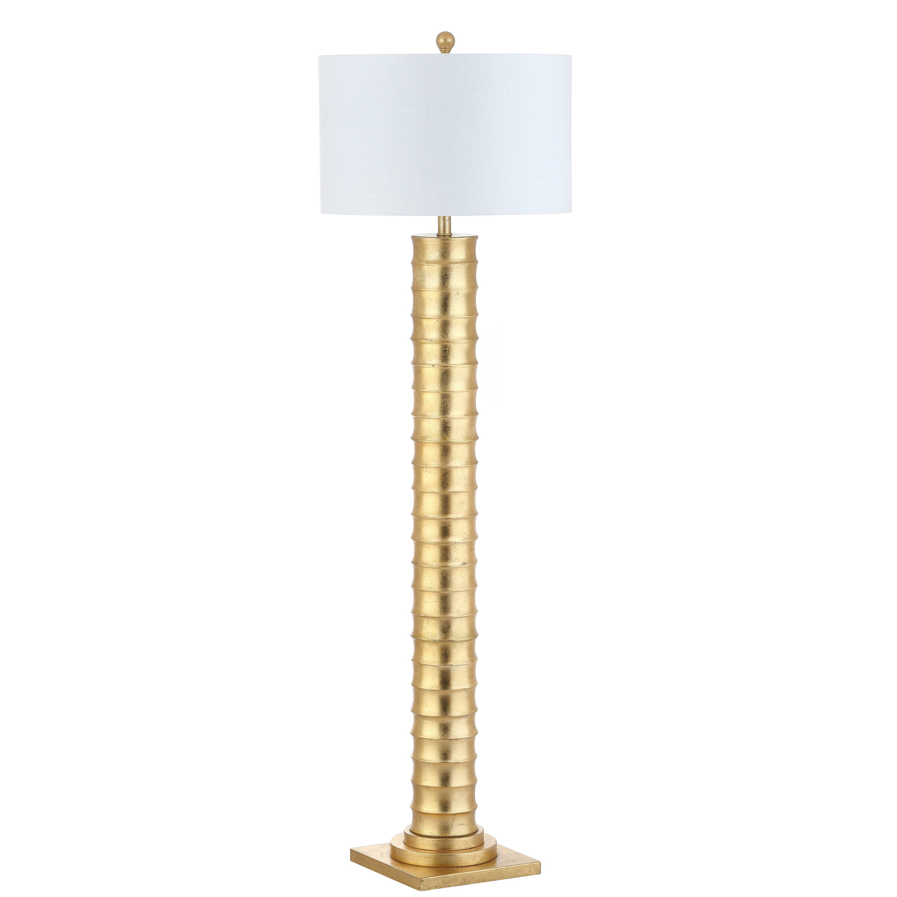 Serena 63" Gold Leaf Metal LED Floor Lamp with White Shade